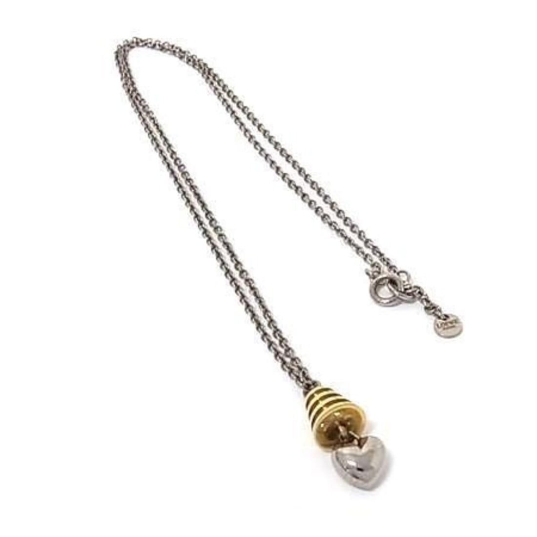 LOEWE necklace, silver and gold metal, women's, heart design.: --- Catalog ---Category: SizePendant Size: 30mm x 12mm / 1.18'' x 0.47''Neck Circumference: 64 cm / 25.19''Category: DesignColor: Gold, SilverGender: WomenMaterial: MetalNecklace Type: NecklaceCategor