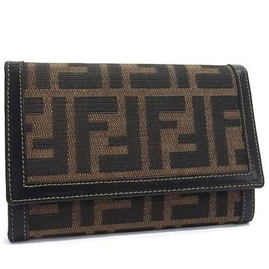 FENDI Zucca Tri-fold Wallet, Brown Canvas & Leather, 2556 01442 079, Women's. (1 of 9)