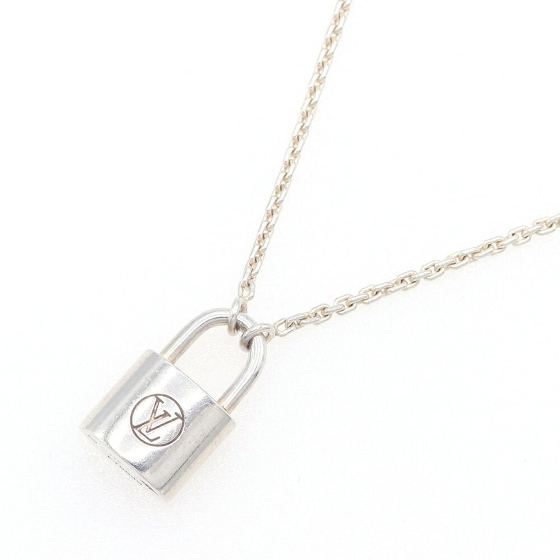 Louis Vuitton Necklace Pendant Lockit Silver Q93559 SV Sterling 925 Padlock Women's Men's LOUIS (1 of 9)