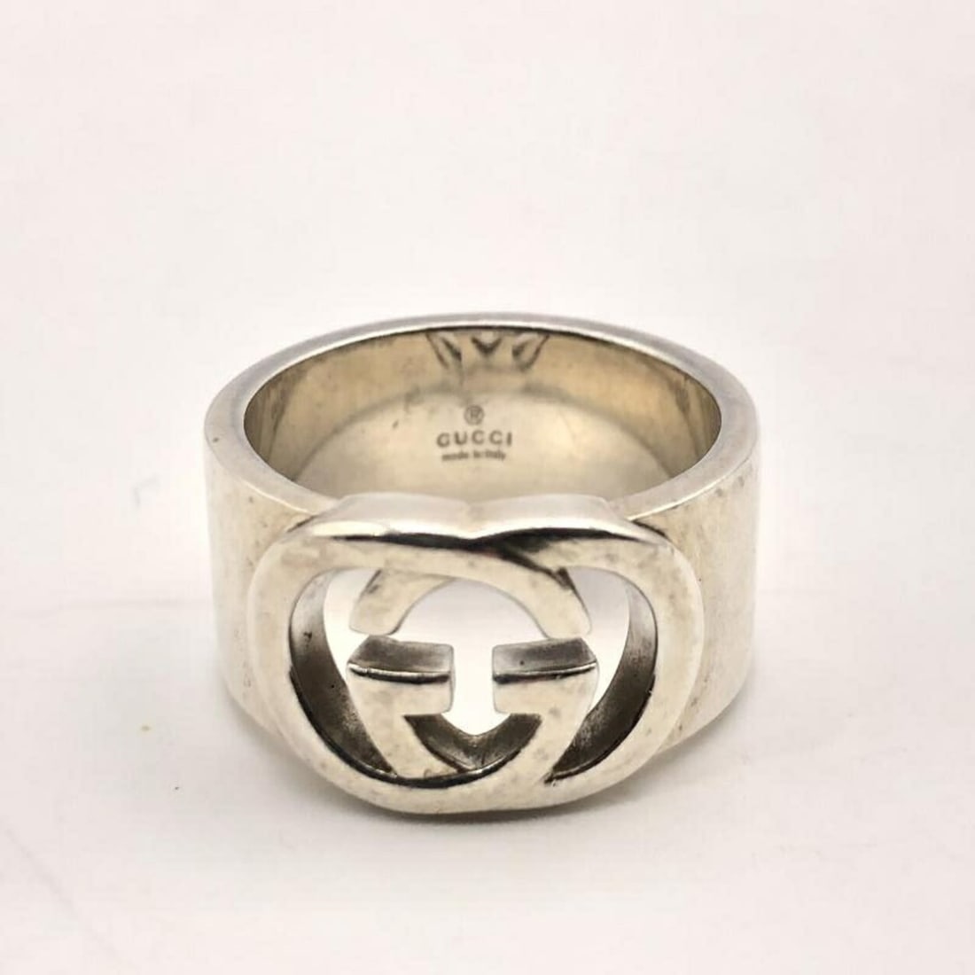 GUCCI Interlocking G Silver Bullet Wide Ring - 2