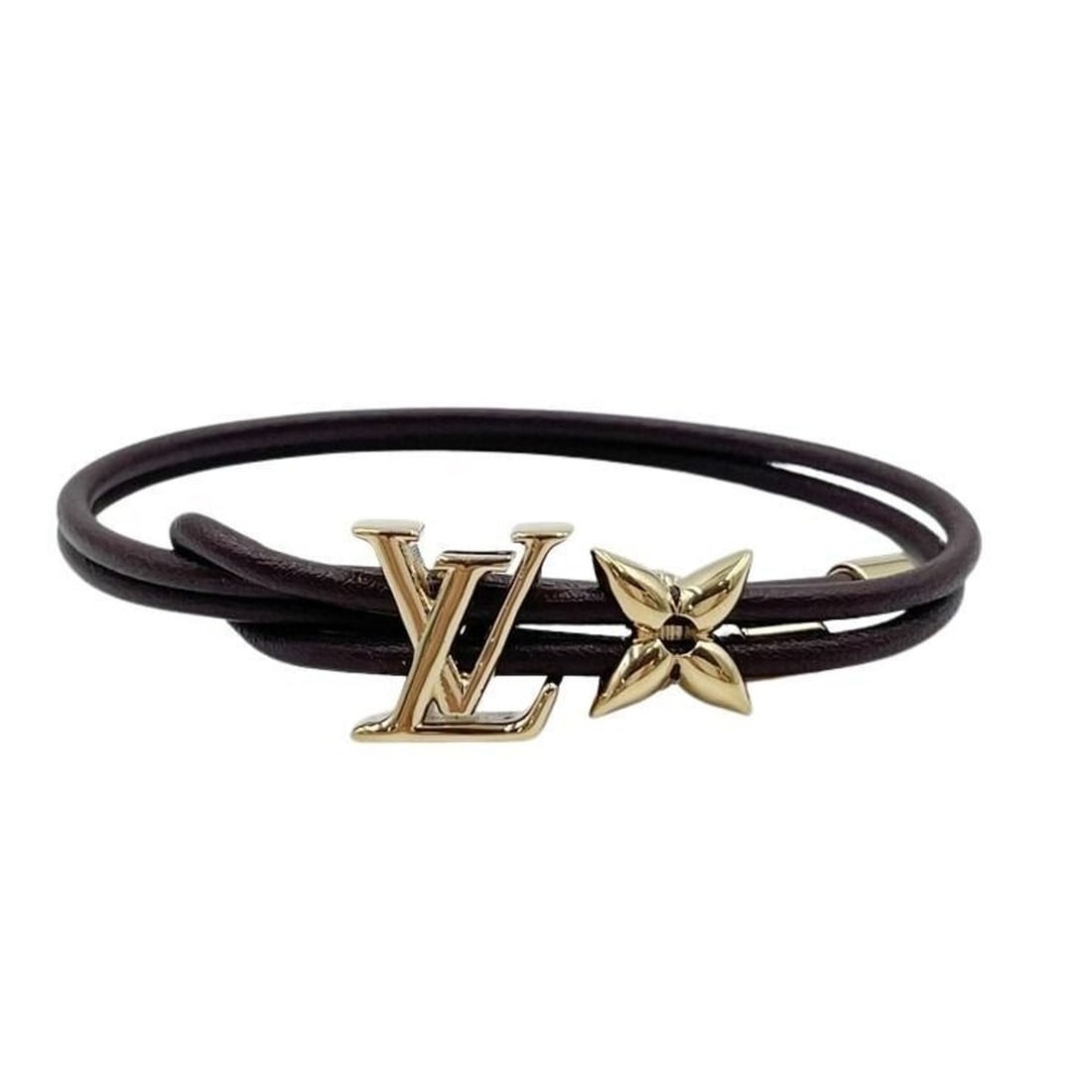 LOUIS VUITTON Louis Vuitton Bracelet LV Bloom M4310Z Gold Brown GP x Leather Women's: --- Catalog ---Category: SizeTotal Length: 18cm / 7.08''Category: DesignType: Charm braceletColor: Gold brownFinish: Gold platedGender: WomenMaterial: LeatherCategory: GeneralBrand: Louis