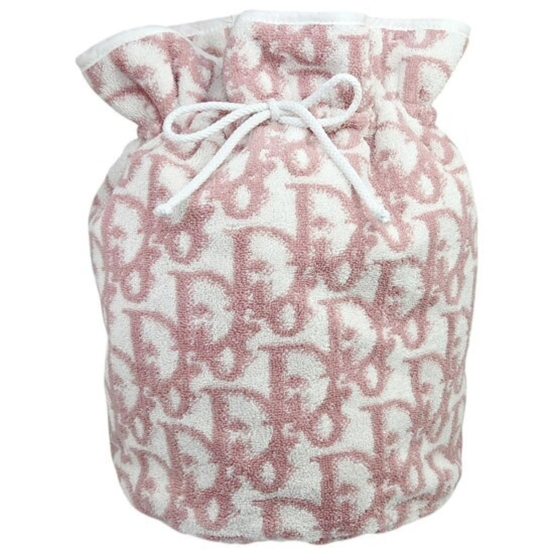 Christian Dior Trotter Pouch, Terry Cloth, Pink & White, Towel Bag, DIOR, Women's Men's: --- Catalog ---Category: SizeSize (HxWxD): 29cm x 24cm x 24cm / 11.41'' x 9.44'' x 9.44''Category: DesignType: PouchColor: PinkGender: Men,WomenMaterial: Cotton Category: GeneralBrand: Christian