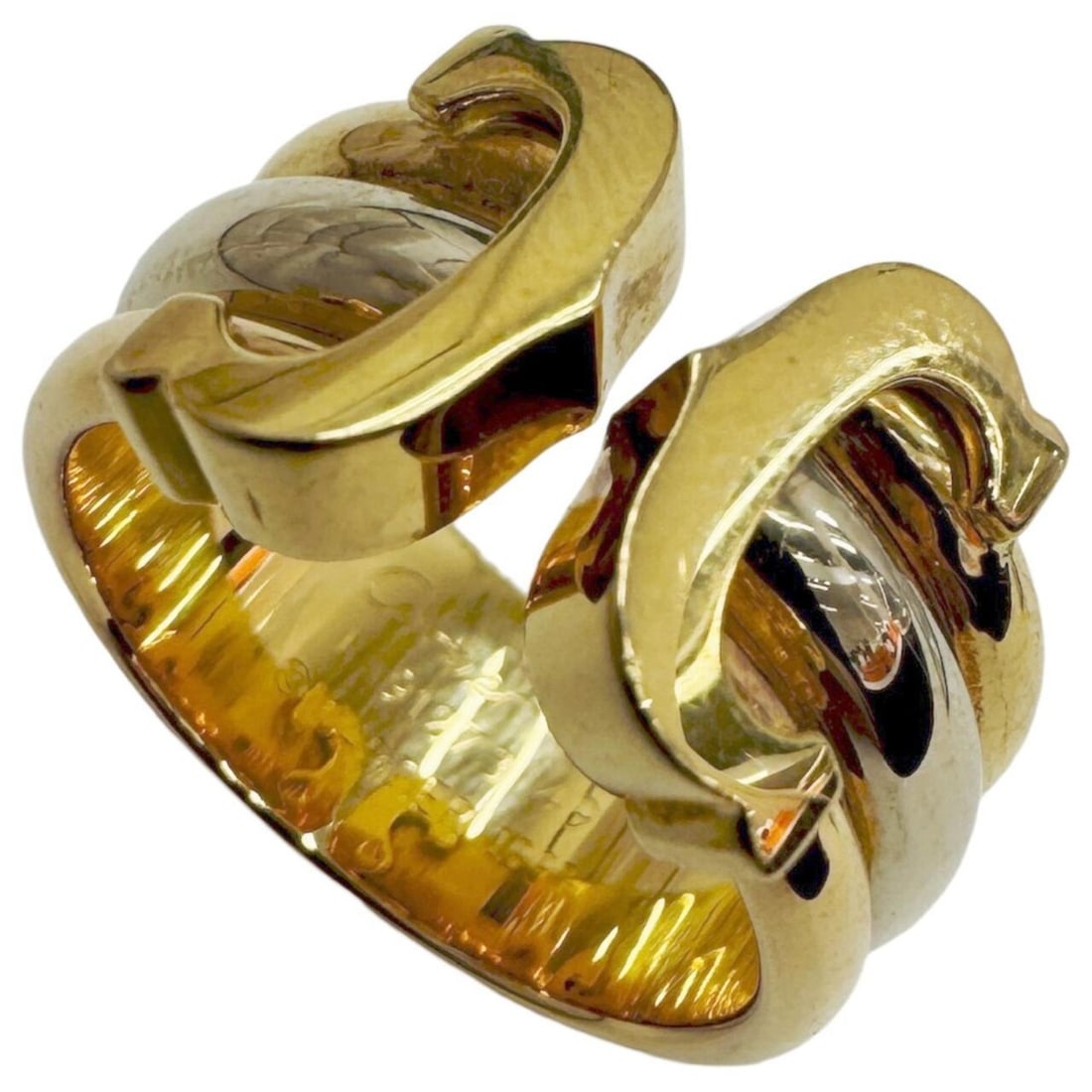 Cartier 2C Ring, Three-Color, 18K Yellow Gold, Pink White Size 49, Women's Ring: --- Catalog ---Category: SizeJP Size: 9US Size: 5Category: DesignType: Band ringColor: Pink gold, White gold, Yellow goldGender: WomenMaterial: Pink gold (18K), White gold (18K), Yellow gold