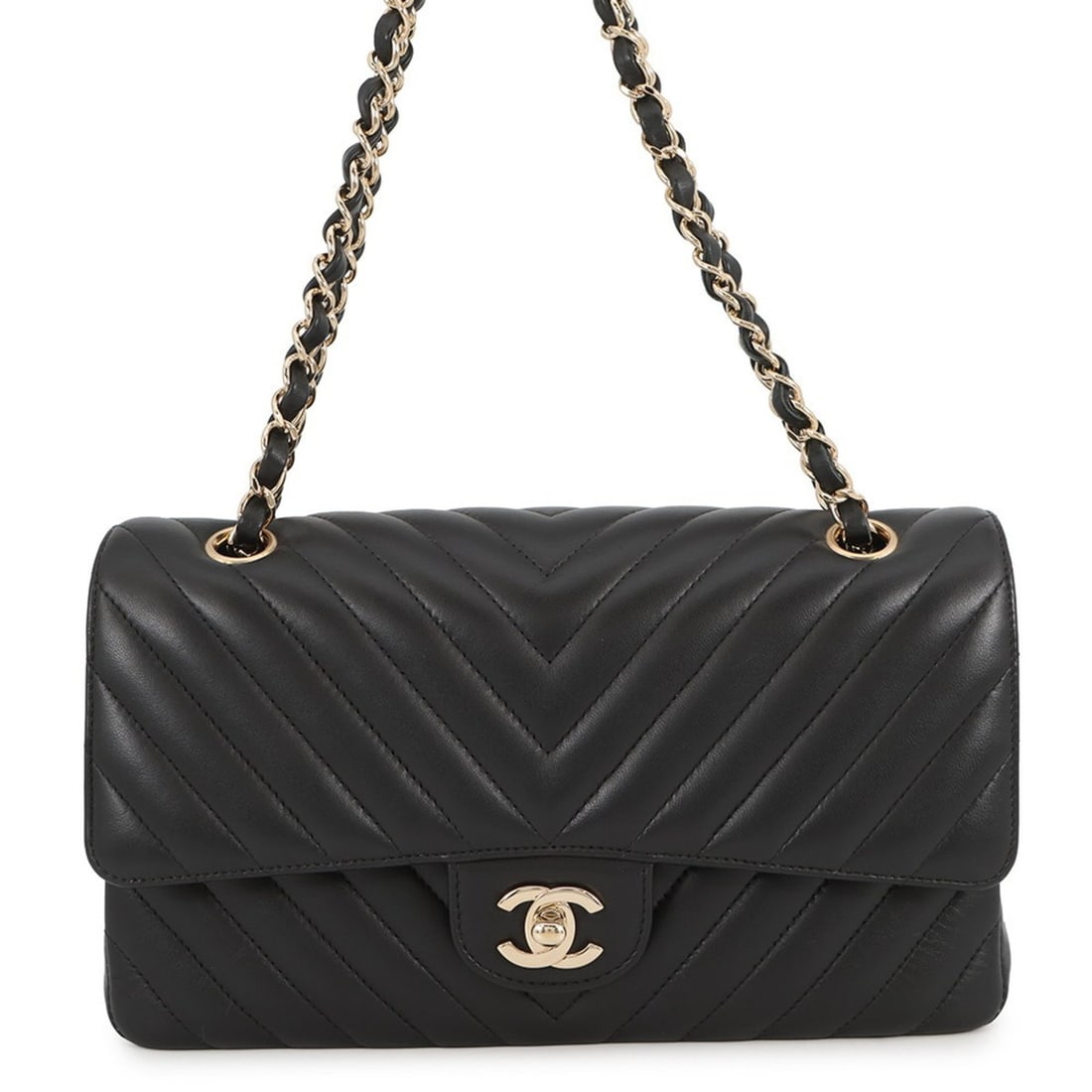 Chanel Chain Shoulder Bag Chevron V-Stitch Coco Mark Lambskin A01112 CHANEL Double Black Handbag: --- Catalog ---Category: SizeSize (HxWxD): 16cm x 25cm x 6.5cm / 6.29'' x 9.84'' x 2.55''Category: DesignType: Handbag, Shoulder bagColor: BlackGender: WomenMaterial: Leather Leather/Fur Type: Lambski