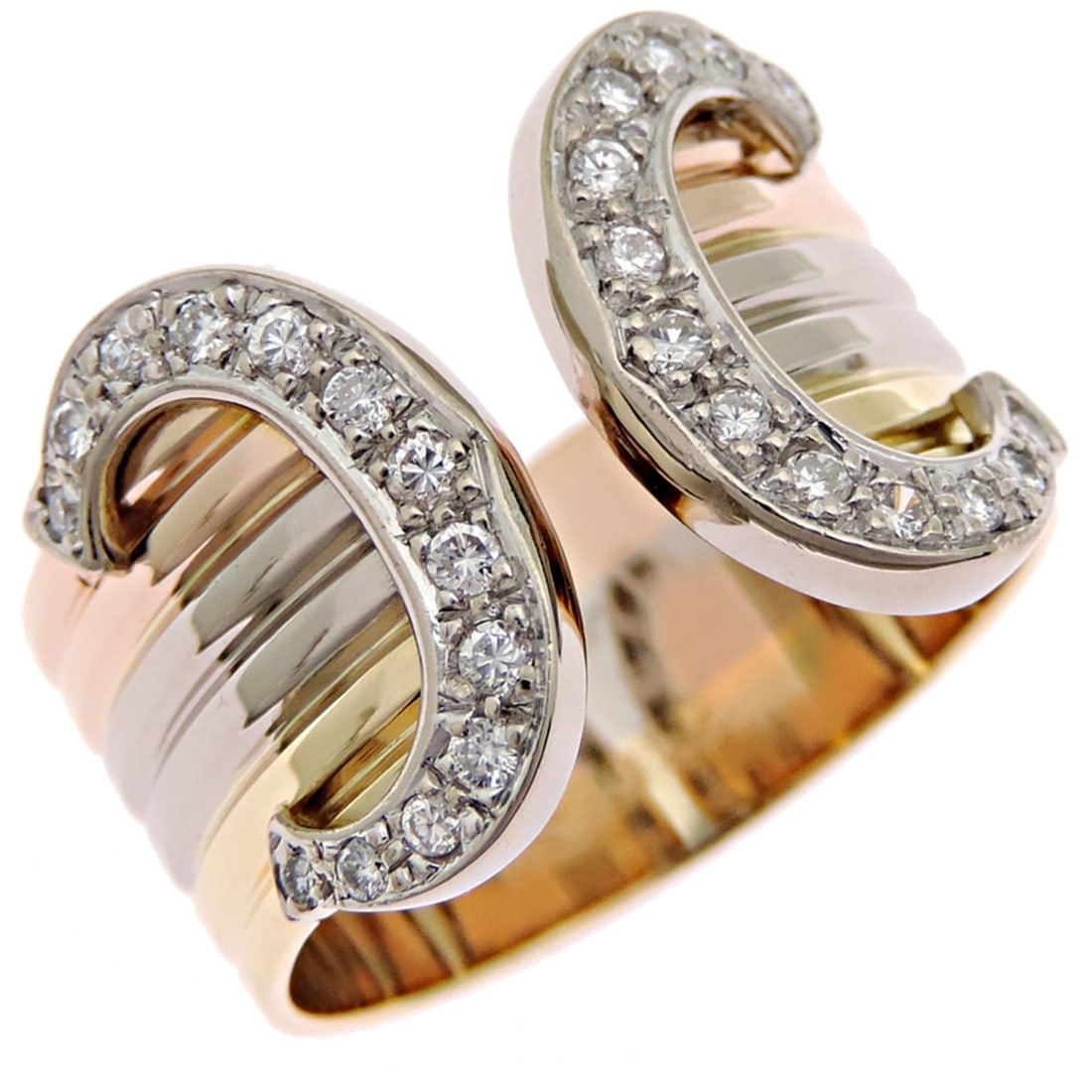 Cartier 2C LM Diamond Ring #54 (Women's/Men's) R47732100 750 Pink Gold (Pink Tone): --- Catalog ---Category: SizeJP Size: 13.5US Size: 6.5Category: DesignType: Band ringStone: DiamondGender: Men,WomenMaterial: Pink gold (18K), White gold (18K), Yellow gold (18K)Category: GeneralMPN: