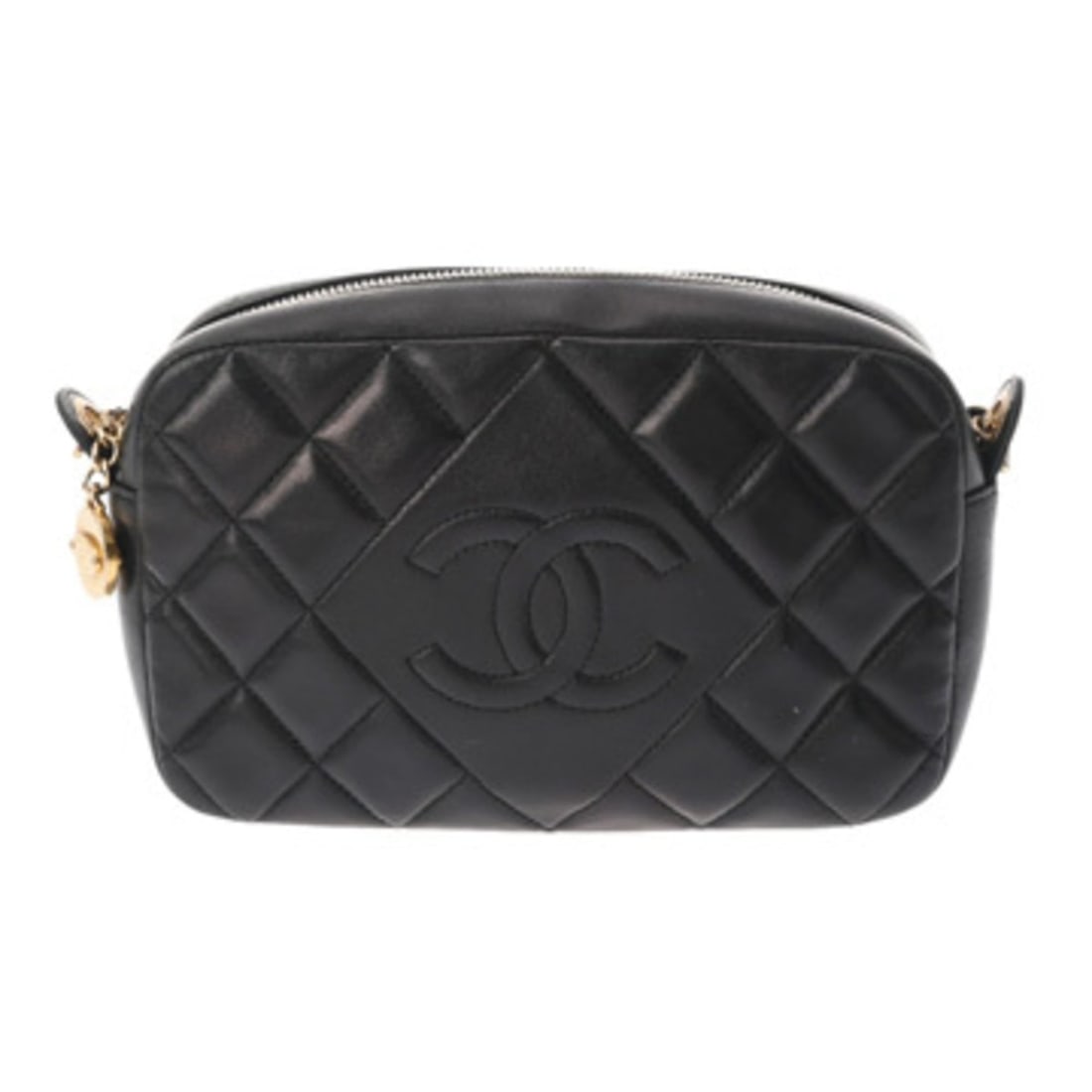 CHANEL Matelassé Chain Shoulder Bag, Black, Lambskin, Women's, AB Rank, Used, Ginzo (1 of 11)