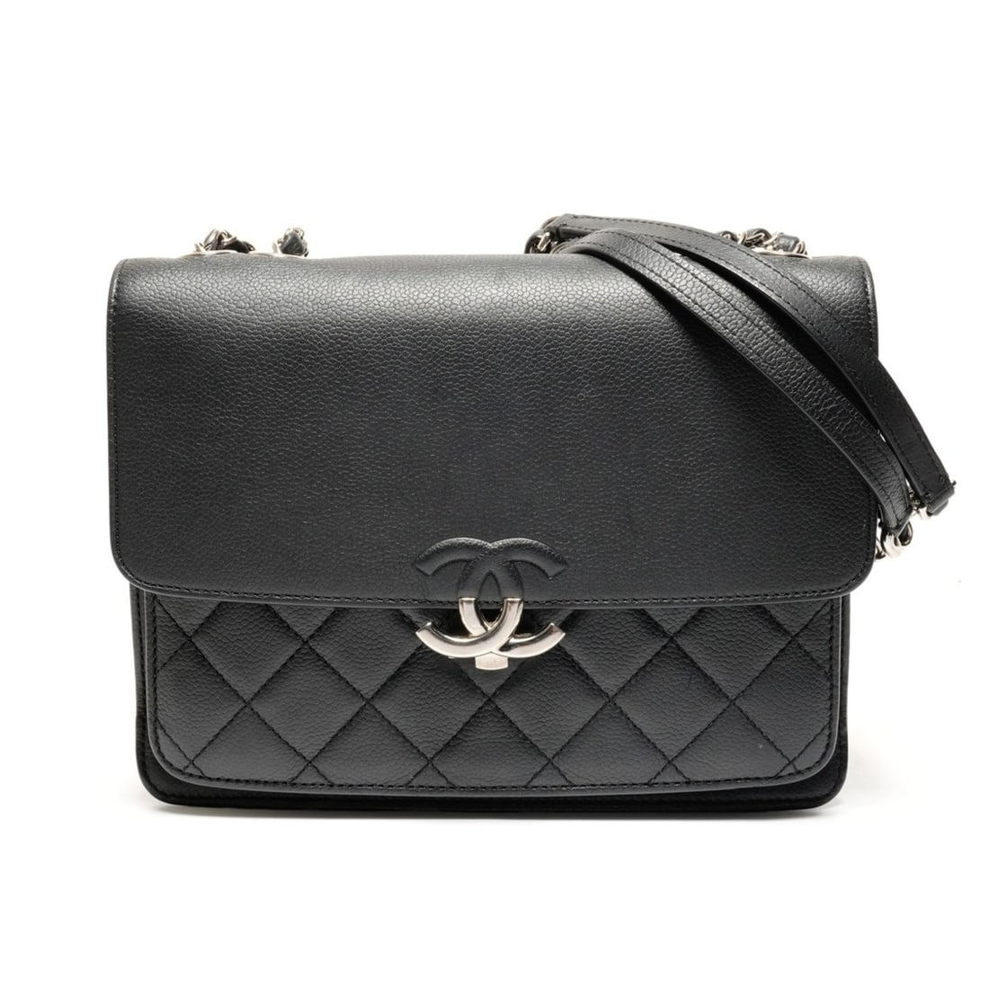 CHANEL Half Coco Caviar Chain Shoulder Bag, Black, WS26734: --- Catalog ---Category: SizeSize (HxWxD): 19cm x 25cm x 8cm / 7.48'' x 9.84'' x 3.14''Category: DesignType: Shoulder bagColor: BlackGender: WomenCategory: GeneralBrand: ChanelCountry of Origin: