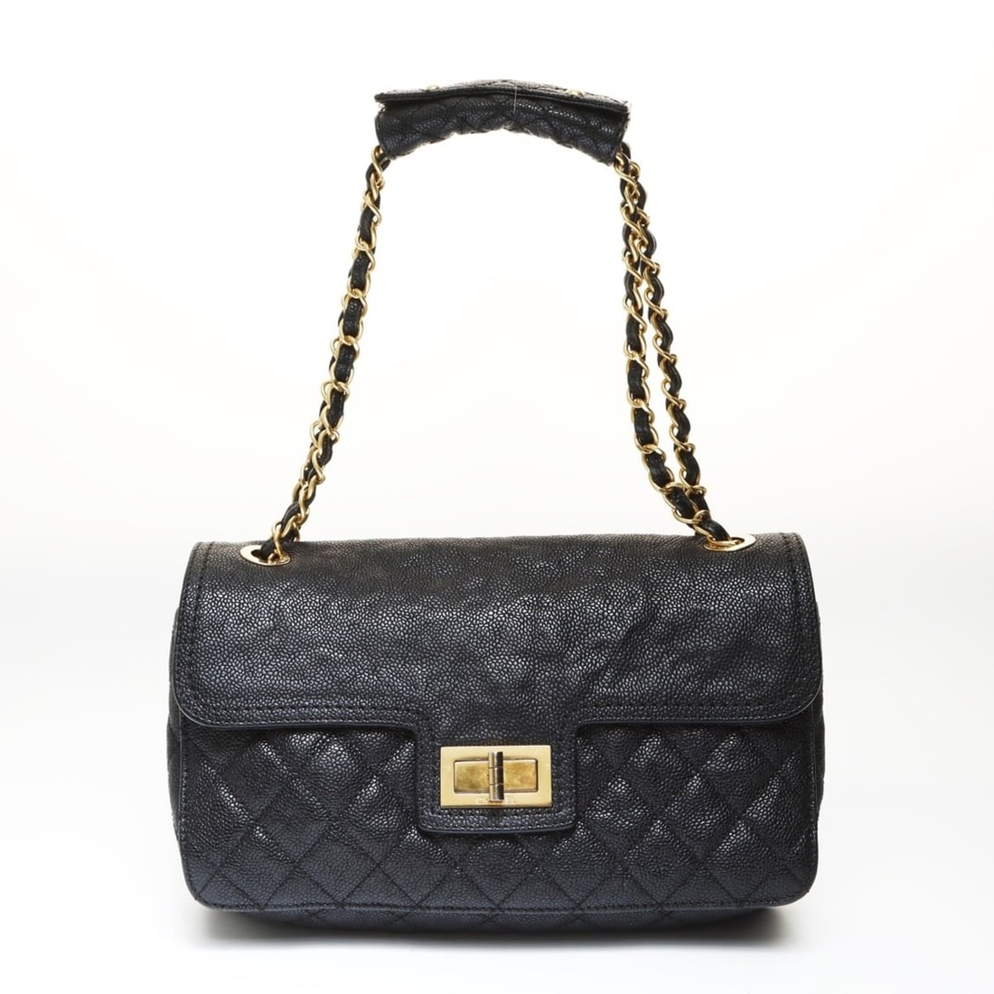 CHANEL 2.55 Caviar Leather Chain Shoulder Bag Black WS27024: --- Catalog ---Category: SizeSize (HxWxD): 16cm x 26cm x 9cm / 6.29'' x 10.23'' x 3.54''Category: DesignType: Shoulder bagColor: BlackGender: WomenCategory: GeneralBrand: ChanelCountry of Origin: