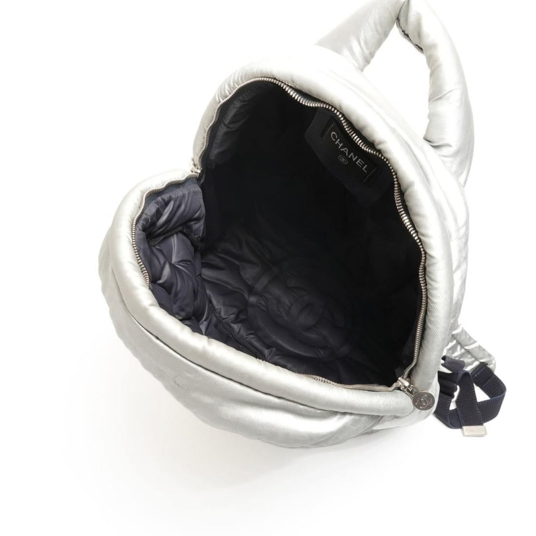 CHANEL Logo Padded Backpack/Daypack, Silver, WS26103 - 11