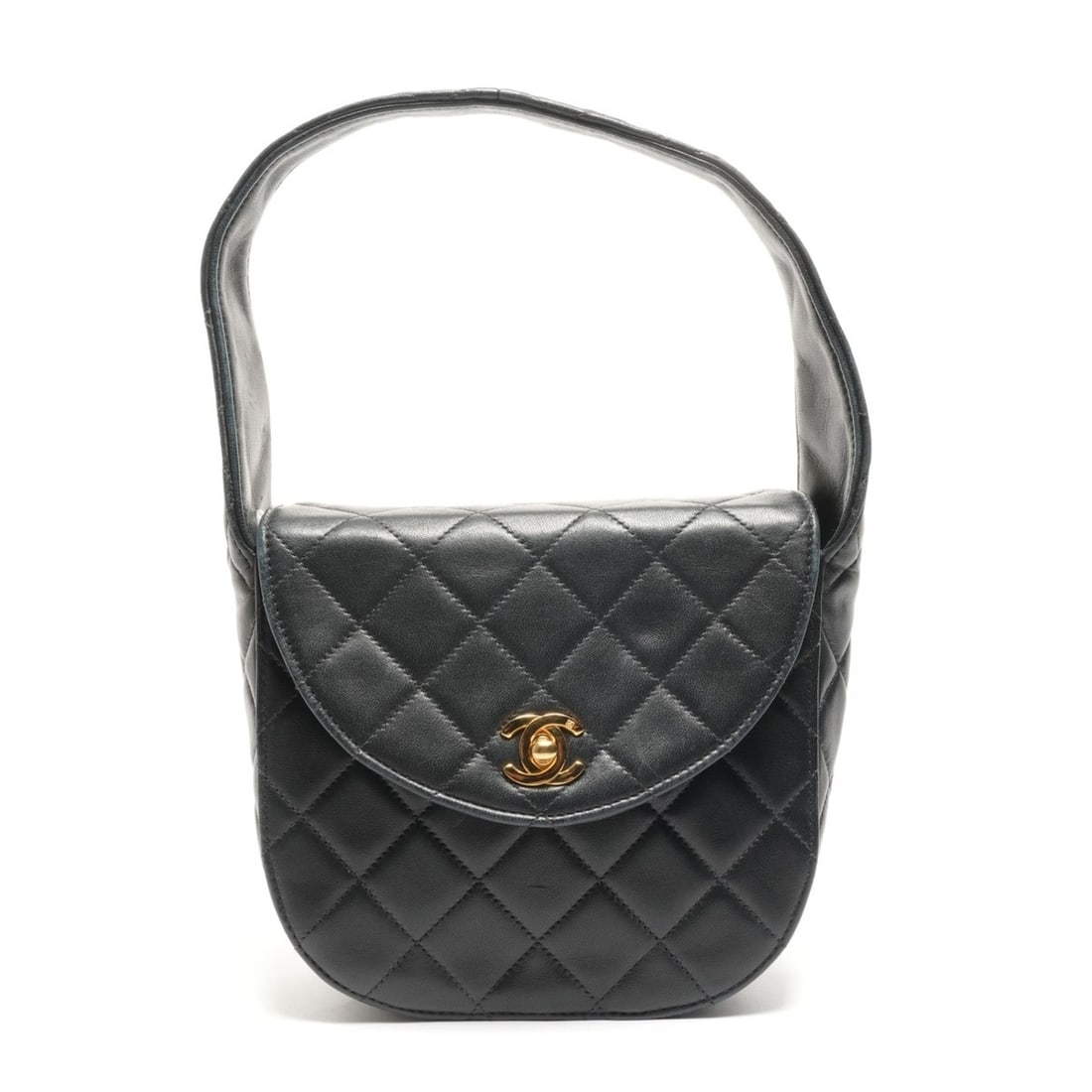 CHANEL Lambskin Matelasse Turnlock Handbag in Black WS26846: --- Catalog ---Category: SizeHandle Drop: 15.00cm / 5.91''Size (HxWxD): 15cm x 16.5cm x 6.5cm / 5.9'' x 6.49'' x 2.55''Category: DesignType: HandbagColor: BlackGender: WomenMaterial: Leather Leather/F