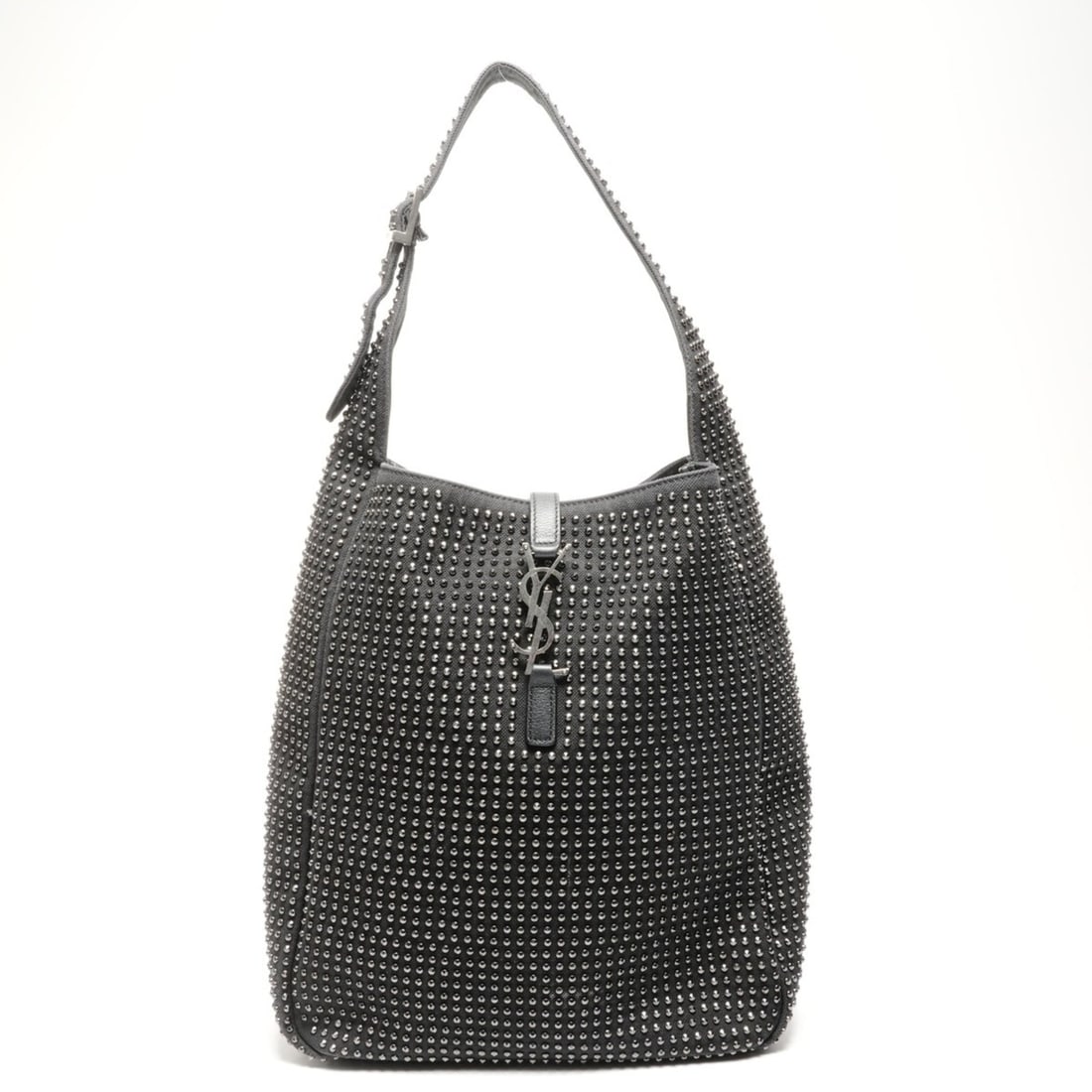 Yves Saint Laurent Studded Canvas One-Shoulder Bag LE5A7 Black: --- Catalog ---Category: SizeSize (HxWxD): 28cm x 26cm x 9cm / 11.02'' x 10.23'' x 3.54''Category: DesignType: Shoulder bagColor: BlackGender: WomenCategory: GeneralBrand: Yves Saint LaurentCountry of