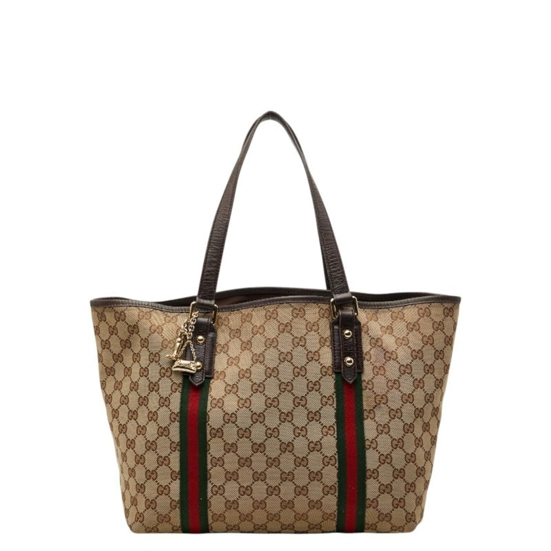 Gucci GG Canvas Sherry Line Tote Bag 139260 Brown Leather Women's GUCCI (1 of 14)