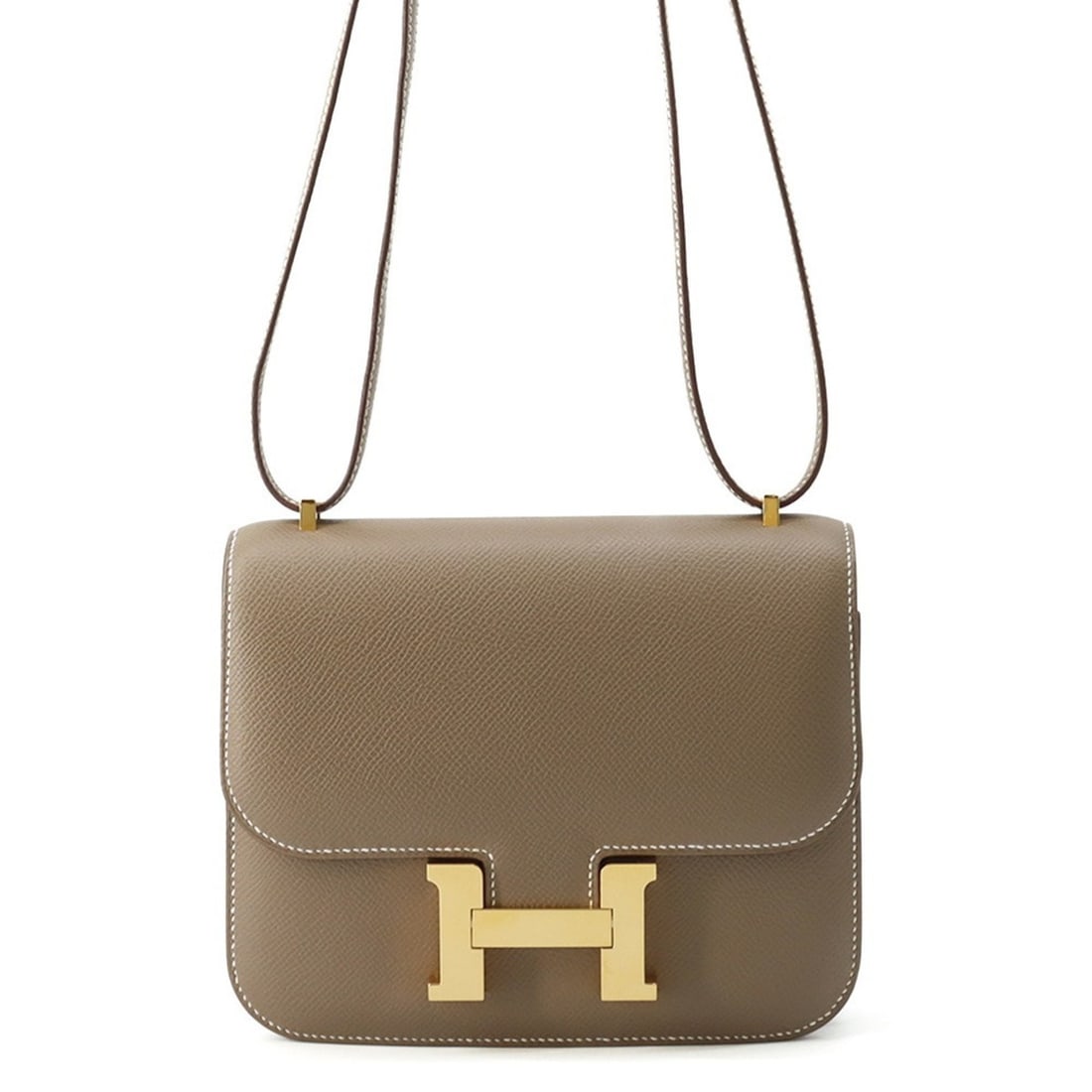 Hermes Mini Constance 3 Miroir Etoupe Epsom W stamp handbag women's HERMES: --- Catalog ---Category: SizeSize (HxWxD): 15cm x 18.5cm x 5cm / 5.9'' x 7.28'' x 1.96''Category: DesignType: HandbagColor: Etoupe grayGender: WomenMaterial: Epsom leather Category: GeneralBrand: Herm
