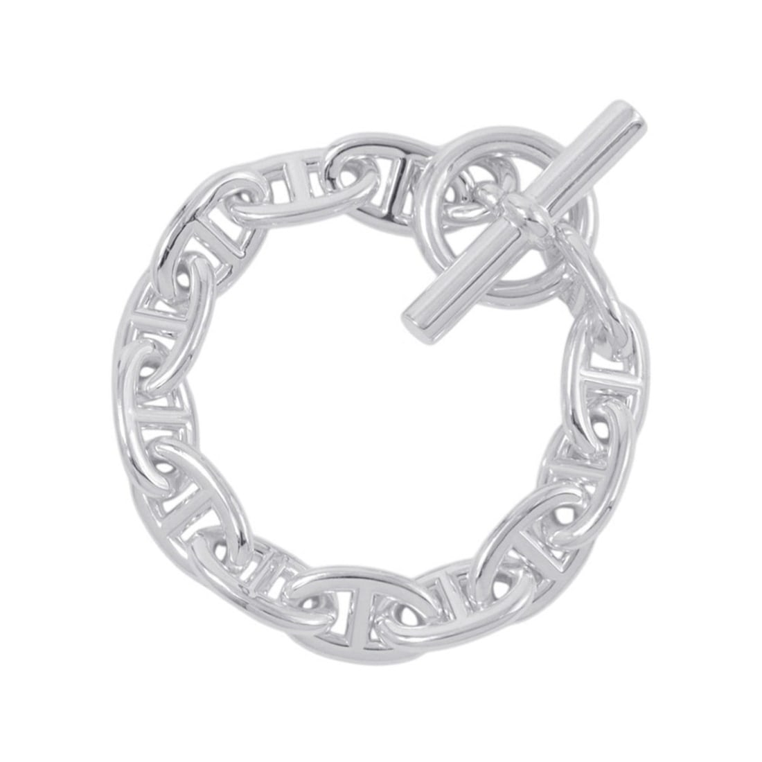 Hermes Chaine d'Ancre TGM Bracelet, 13 links, SV925 Silver. (HERMES): --- Catalog ---Category: SizeWidth: 13.9cm - 23.5cm / 5.47'' - 9.25''Length: 19cm / 7.48''Category: DesignType: Charm braceletColor: SilverGender: WomenMaterial: Silver 925Category: GeneralBrand: Herm