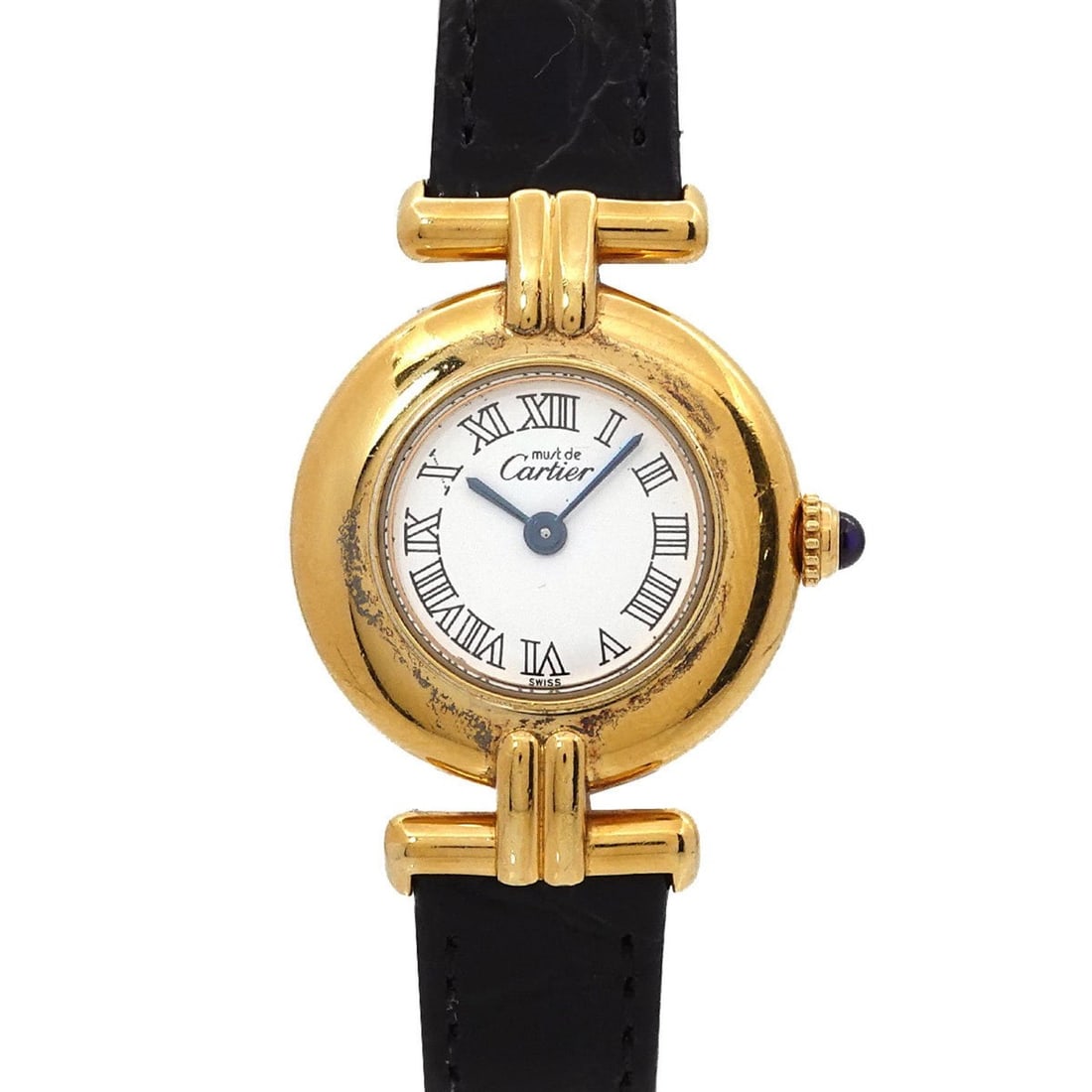 Cartier Mustcolisee Vermeil Women's Watch, White, SV925, Quartz.: --- Catalog ---Category: SizeWrist Size: 13.5cm - 17cm / 5.31'' - 6.69''Case Diameter: 24mm / 0.94''Category: DesignType: WristwatchGender: WomenColor (Dial): WhiteMaterial (Band): LeatherMaterial (Ca