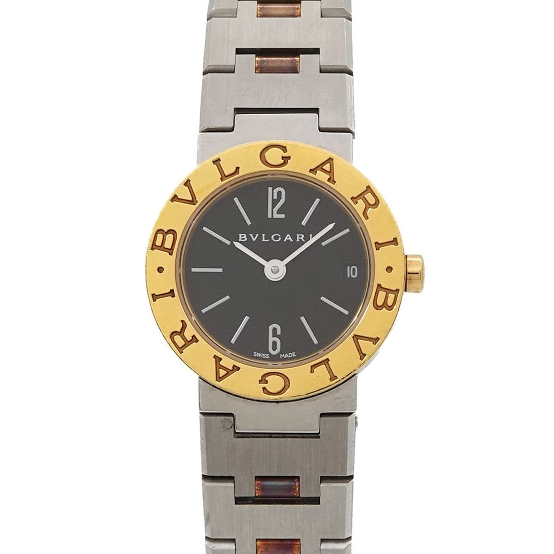 BVLGARI BB23SG Women's Watch Date Black YG Yellow Gold Quartz: --- Catalog ---Category: SizeWrist Size: 16cm / 6.29''Case Diameter: 23mm / 0.91''Category: DesignType: WristwatchGender: WomenColor (Dial): BlackMaterial (Band): Stainless steel, Yellow goldMaterial