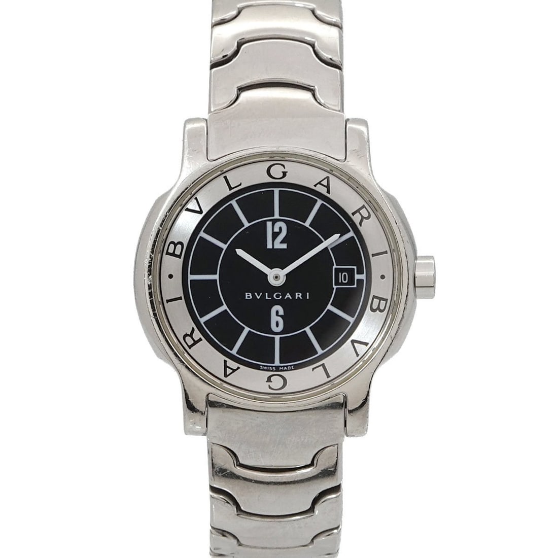 Bulgari BVLGARI Solo Tempo ST29S Women's Watch, Date, Black, Quartz Watch: --- Catalog ---Category: SizeWrist Size: 14.5cm / 5.7''Case Diameter: 29mm / 1.14''Category: DesignType: WristwatchGender: WomenColor (Dial): BlackMaterial (Band): Stainless steelMaterial (Case): Stai