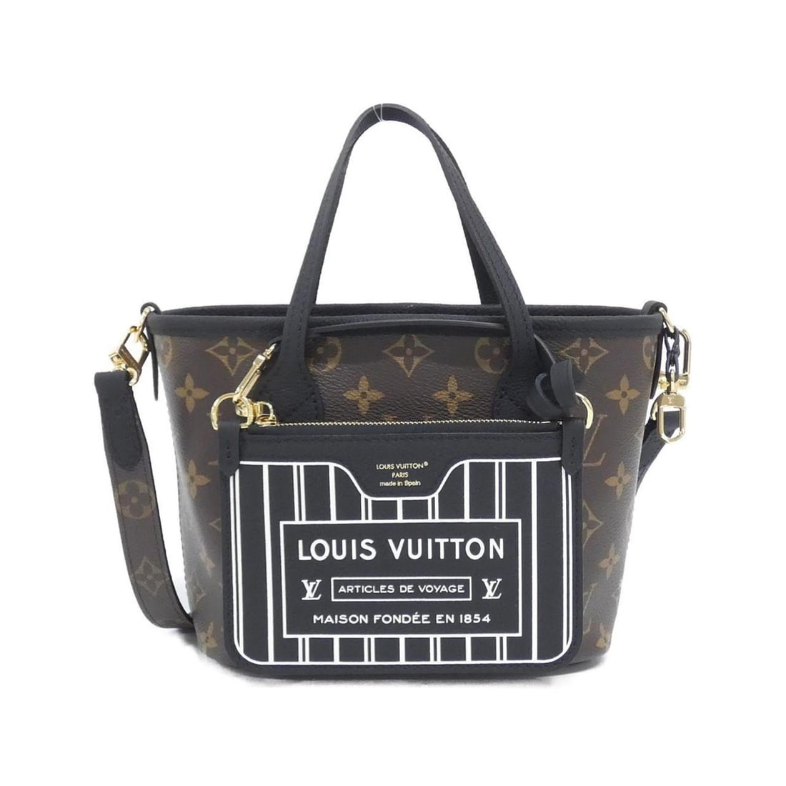 Louis Vuitton Monogram Neverfull Inside Out BB M28347 Handbag: --- Catalog ---Category: SizeSize (HxWxD): 16cm x 20cm x 11cm / 6.29'' x 7.87'' x 4.33''Category: DesignType: Handbag, PouchColor: Black, Marron, MonogramGender: WomenMaterial: Coated canvas Category:
