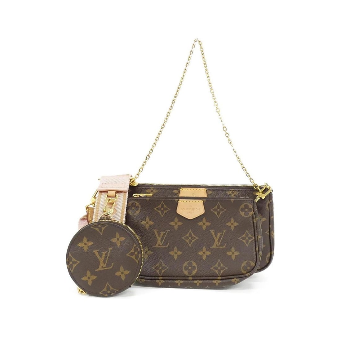 Louis Vuitton Monogram Multi Pochette Accessoires M44840 Shoulder Bag: --- Catalog ---Category: SizeSize (HxWxD): 14cm x 24cm x 4cm / 5.51'' x 9.44'' x 1.57''Category: DesignType: Pochette, Pouch, Shoulder bagColor: Marron, Rose clairGender: WomenMaterial: Coated canvas