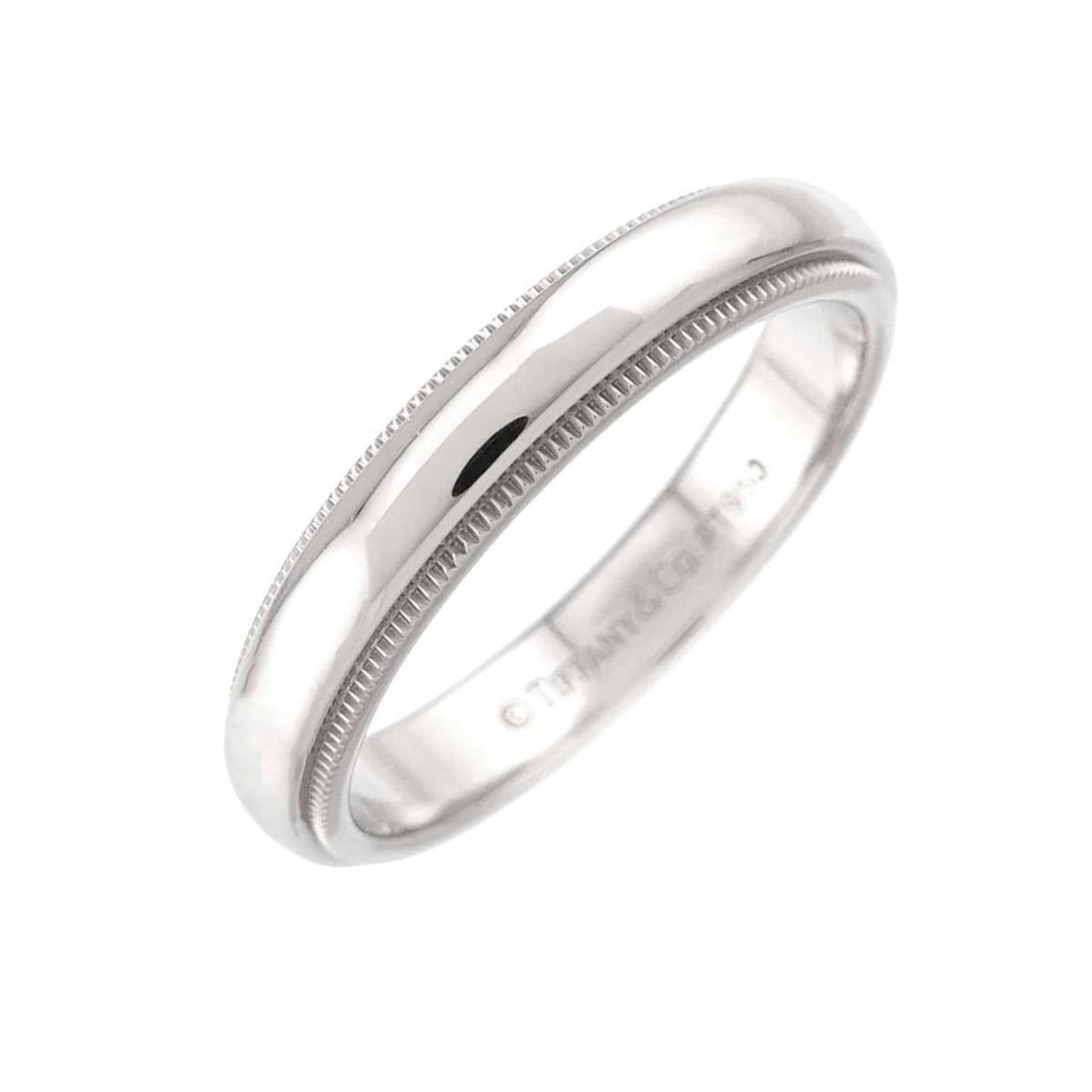 Tiffany & Co. Milgrain Band 1 Ring, 4mm wide, Platinum, Together Ring: --- Catalog ---Category: SizeJP Size: 18.5US Size: 9Category: DesignType: Band ringColor: SilverGender: WomenMaterial: Platinum 950Category: GeneralBrand: Tiffany--- Item List ---Section: ConditionRan