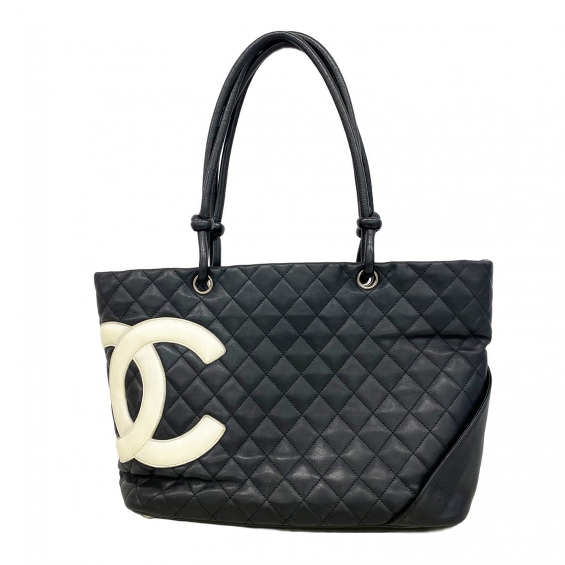 Chanel Cambon Lambskin Tote Bag, Black and White, Women's, P2523006 (1 of 13)