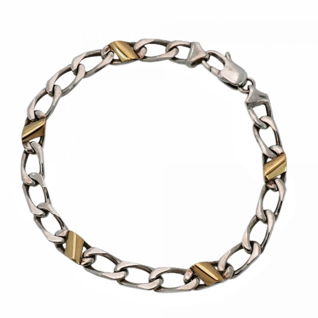 Tiffany & Co. Figaro Bracelet, 18K Yellow Gold (KYG), Sterling Silver 925, Women's: --- Catalog ---Category: SizeLength: 17.5cm / 6.88''Category: DesignType: Charm braceletGender: WomenMaterial: Silver 925, Yellow gold (18K)Category: GeneralBrand: Tiffany--- Item List ---Section: Con