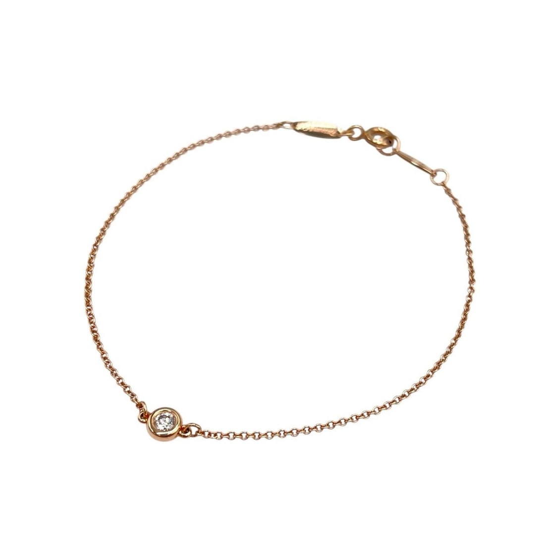 Tiffany & Co. By the Yard Bracelet, K10 Pink Gold/1P Diamond, Women's: --- Catalog ---Category: SizeLength: 18cm / 7.08''Category: DesignType: Charm braceletColor: Pink goldGender: WomenMaterial: Pink gold (18K)Category: GeneralBrand: Tiffany--- Item List ---Section: Con
