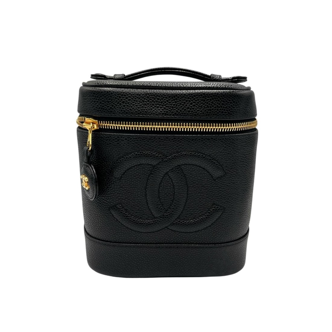 Chanel handbag, Coco Mark vanity bag, matte caviar leather, black, women's.: --- Catalog ---Category: SizeSize (HxWxD): 17cm x 14.5cm x 12cm / 6.69'' x 5.7'' x 4.72''Category: DesignType: Handbag, Vanity bagColor: BlackGender: WomenMaterial: Grained Calfskin Category: GeneralB