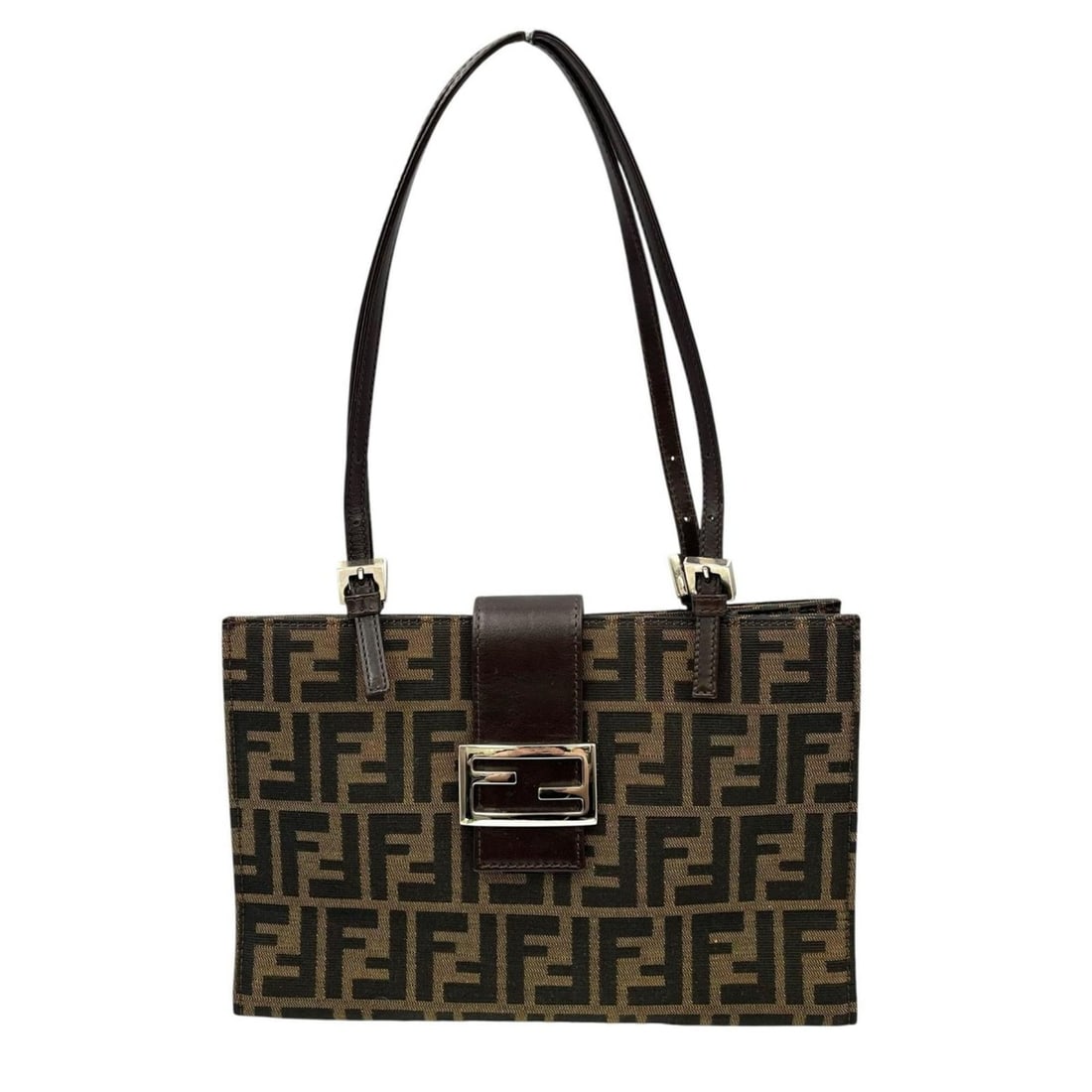 One-shoulder Fendi handbag, Zucca pattern canvas, brown, for women.: --- Catalog ---Category: SizeSize (HxWxD): 18cm x 27.5cm x 9cm / 7.08'' x 10.82'' x 3.54''Category: DesignType: HandbagColor: BrownGender: WomenMaterial: Zucca Category: GeneralBrand: Fendi--- Item Li