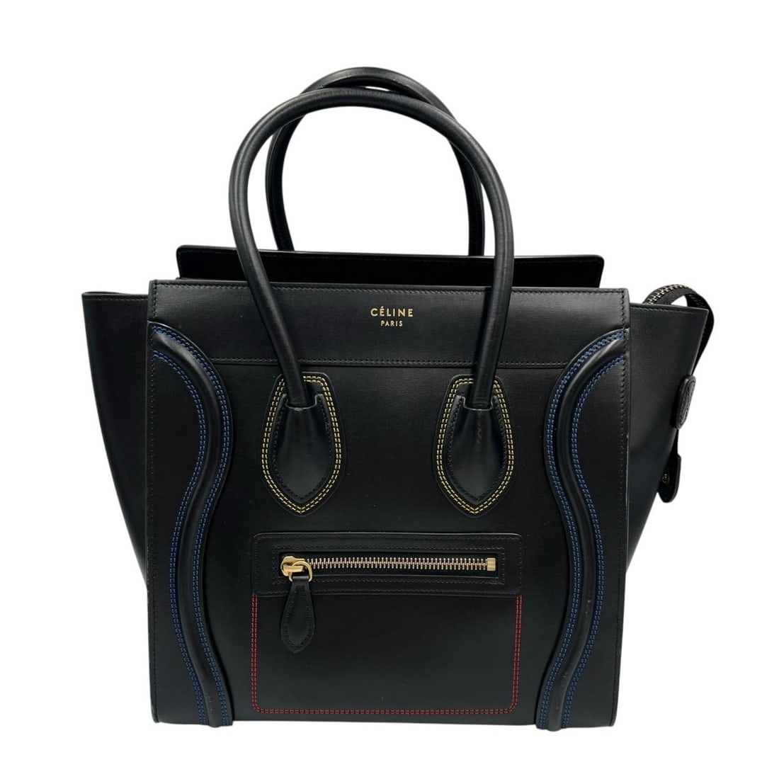 Celine Luggage Micro Shopper Leather Handbag, Black/Multicolor, Women's: --- Catalog ---Category: SizeSize (HxWxD): 26cm x 26.5cm x 13.5cm / 10.23'' x 10.43'' x 5.31''Category: DesignType: HandbagColor: Black, Multi-colorGender: WomenMaterial: Leather Category: GeneralBran
