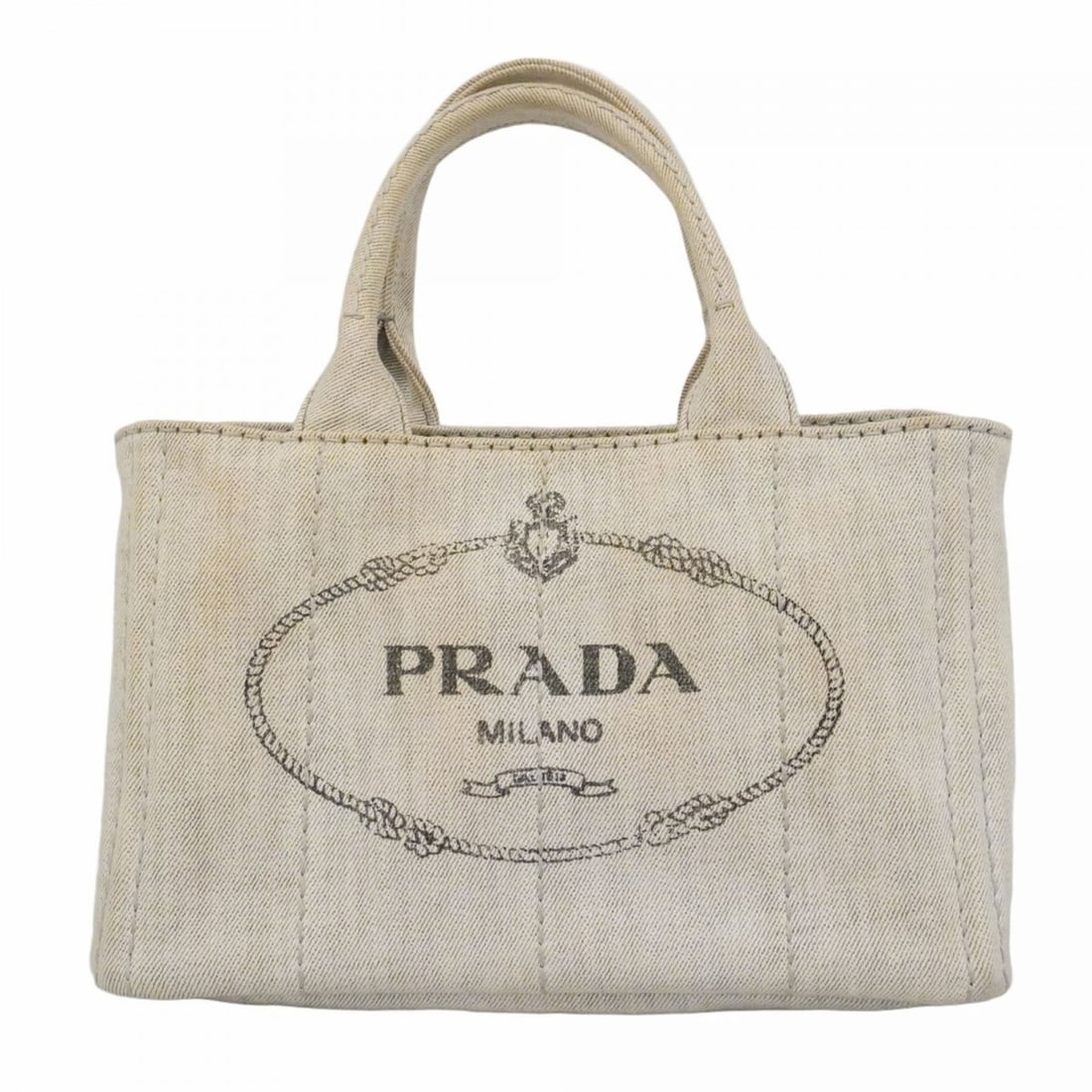 Prada Canapa Canvas Tote Bag, Gray, Women's: --- Catalog ---Category: SizeSize (HxWxD): 18cm x 27cm x 13cm / 7.08'' x 10.62'' x 5.11''Category: DesignType: Tote bagColor: GrayGender: WomenMaterial: Canvas Hardware Color: GoldCategory: GeneralBra