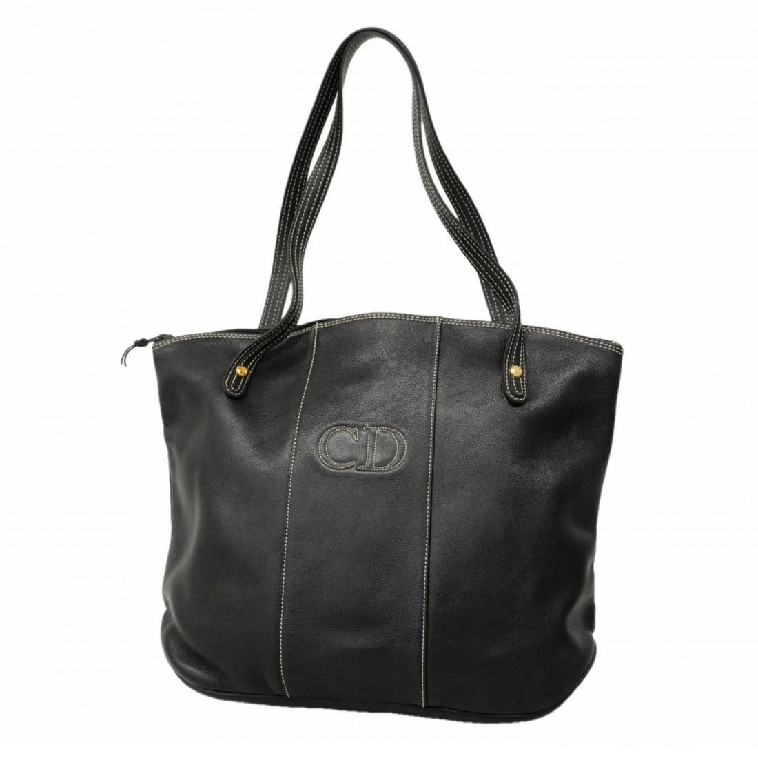 Christian Dior Leather Tote Bag, Black, Women's: --- Catalog ---Category: SizeSize (HxWxD): 32cm x 40cm x 11cm / 12.59'' x 15.74'' x 4.33''Category: DesignType: Tote bagColor: BlackGender: WomenMaterial: Leather Hardware Color: GoldCategory: General