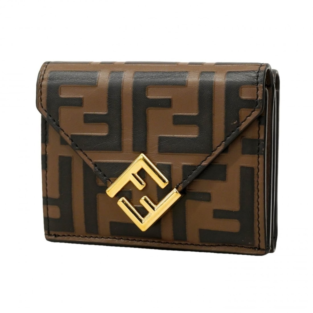 Fendi Tri-fold Wallet, Leather, Brown & Black, Women's: --- Catalog ---Category: SizeSize (HxWxD): 8cm x 10cm x 3.5cm / 3.14'' x 3.93'' x 1.37''Category: DesignType: Wallet (tri-fold)Color: Black, BrownGender: WomenMaterial: Leather Category: GeneralBrand: