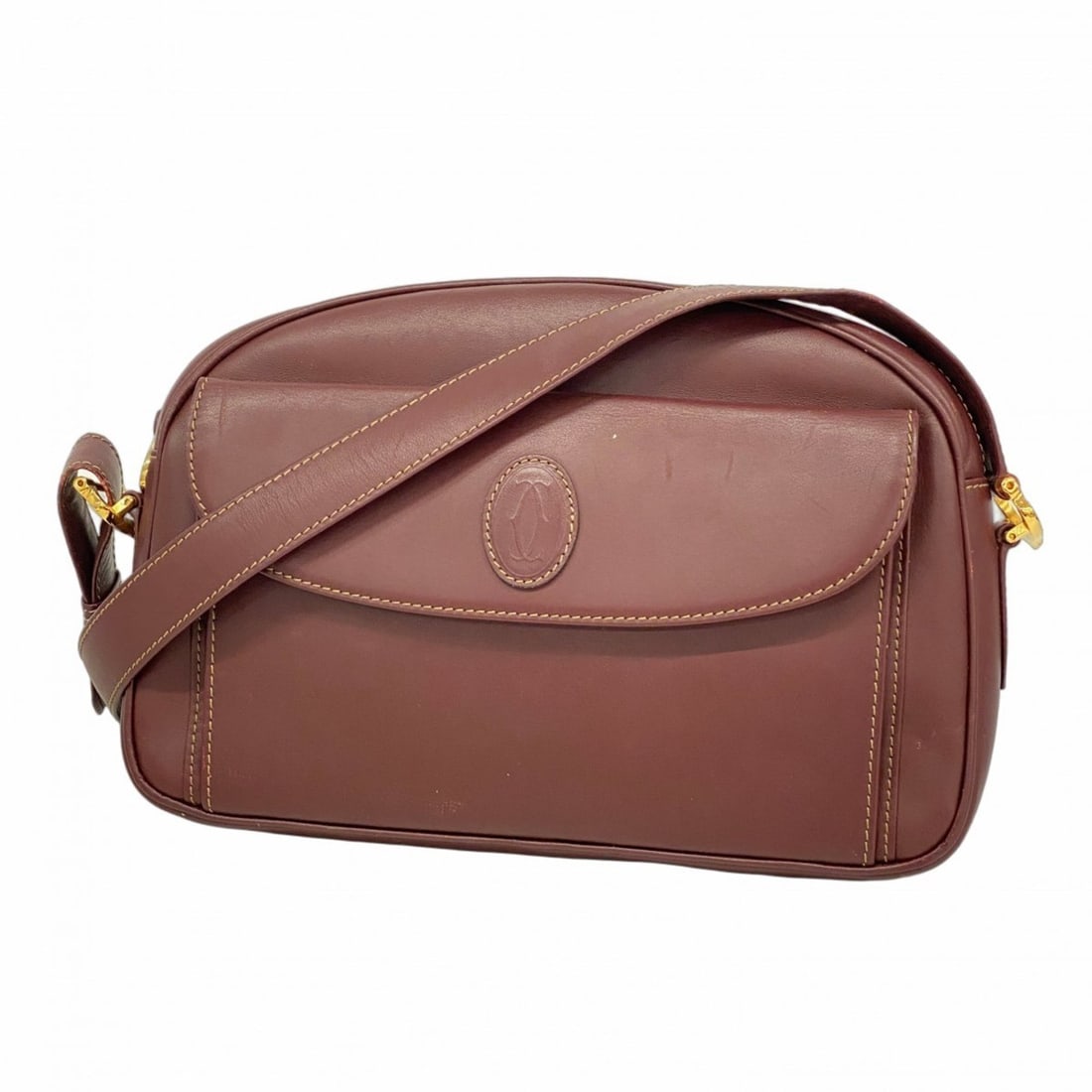 Cartier Must Shoulder Bag, Leather, Bordeaux, Women's: --- Catalog ---Category: SizeSize (HxWxD): 18cm x 26.5cm x 6.5cm / 7.08'' x 10.43'' x 2.55''Category: DesignType: Shoulder bagColor: BordeauxGender: WomenMaterial: Leather Hardware Color: GoldCategory