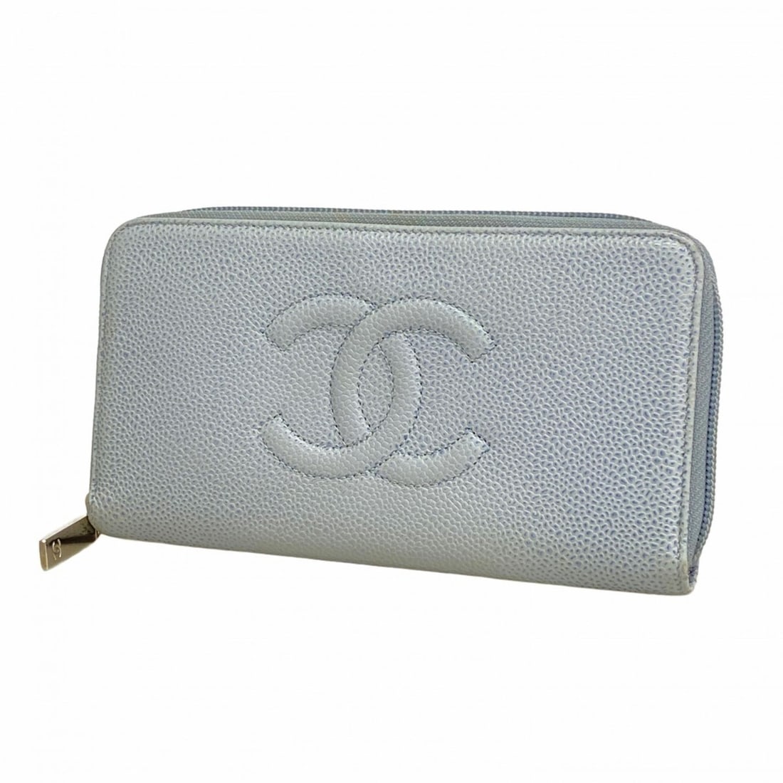 Chanel Long Wallet, Caviar Leather, Light Blue, Women's: --- Catalog ---Category: SizeSize (HxWxD): 10.5cm x 19.5cm x 2.5cm / 4.13'' x 7.67'' x 0.98''Category: DesignType: Long wallet (bi-fold)Color: Light blueGender: WomenMaterial: Grained Calfskin Categor