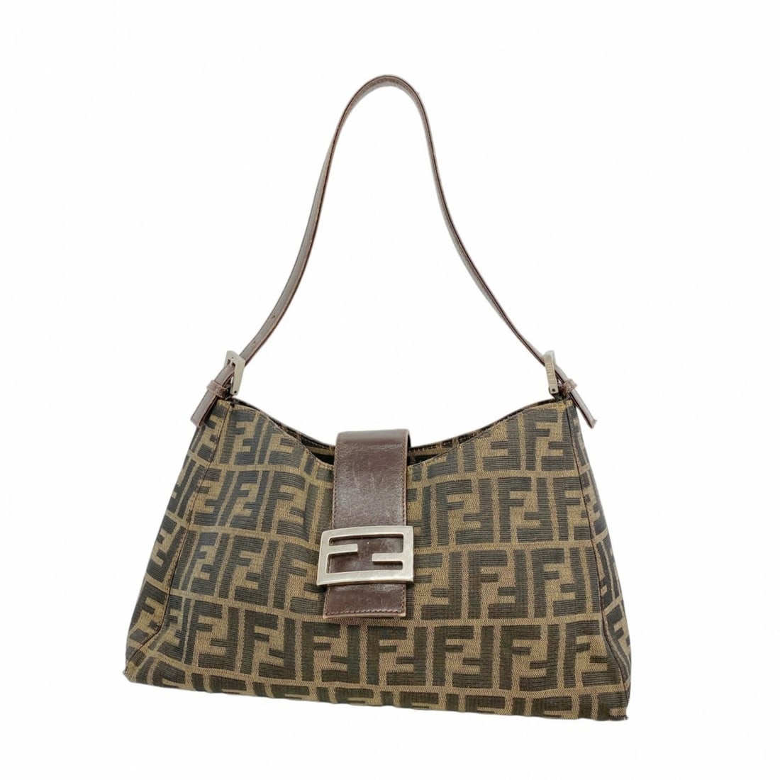 Fendi Zucca Nylon Canvas Shoulder Bag, Brown, Women's: --- Catalog ---Category: SizeSize (HxWxD): 18cm x 31cm x 11.5cm / 7.08'' x 12.2'' x 4.52''Category: DesignType: Shoulder bagColor: BrownGender: WomenMaterial: Nylon canvas Hardware Color: SilverCatego