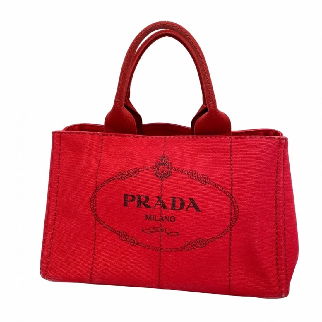 Prada Canapa canvas tote bag, red, for women.: --- Catalog ---Category: SizeSize (HxWxD): 22cm x 33cm x 21cm / 8.66'' x 12.99'' x 8.26''Category: DesignType: Tote bagColor: Red colorGender: WomenMaterial: Canvas Hardware Color: GoldCategory: Gener
