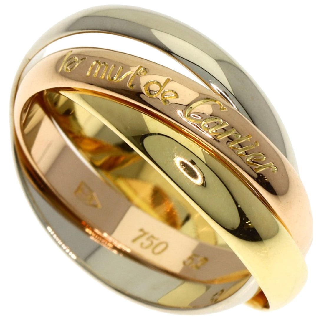 Cartier Trinity Ring, 18K Yellow Gold/18KPG/18KWG, Women's (1 of 9)