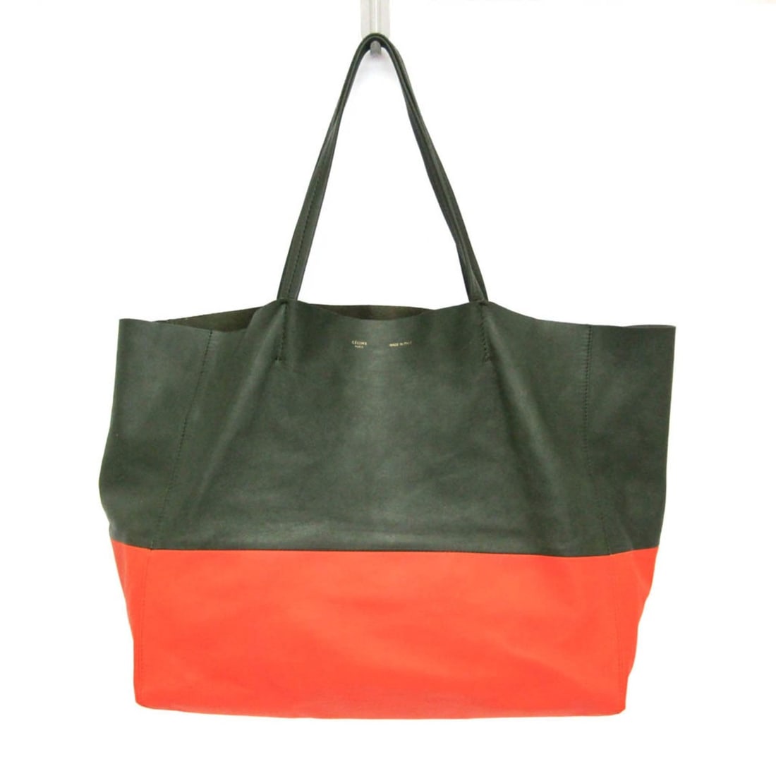 Celine Cabas Horizontal 169263 Women's Leather Tote Bag Khaki,Orange: --- Catalog ---Category: SizeHandle Drop: 18.00cm / 7.09''Size (HxWxD): 31cm x 39cm x 19cm / 12.2'' x 15.35'' x 7.48''Handle Length: 43cm / 16.92''Category: DesignType: Tote bagColor: Khaki, OrangeGen