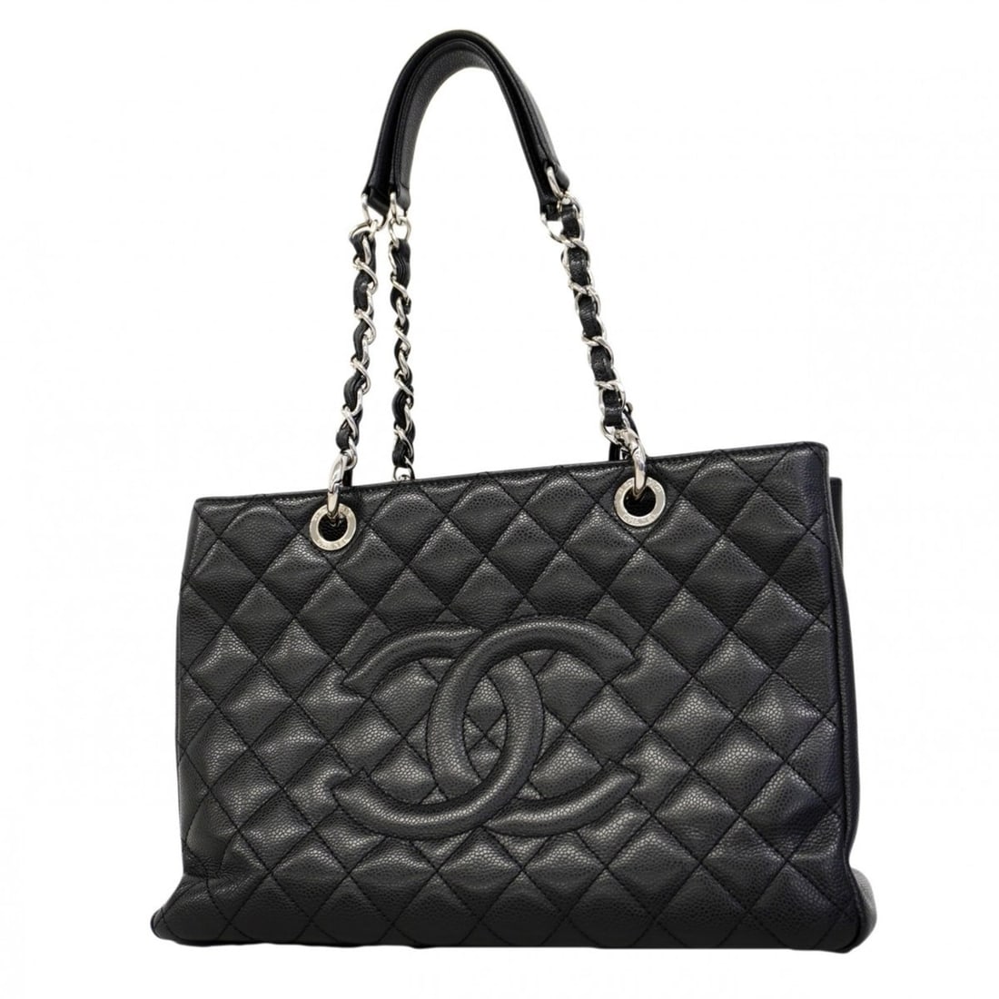 Chanel Tote Bag/Chain Tote, Matelassé Caviar Leather, Black, Women's (1 of 10)