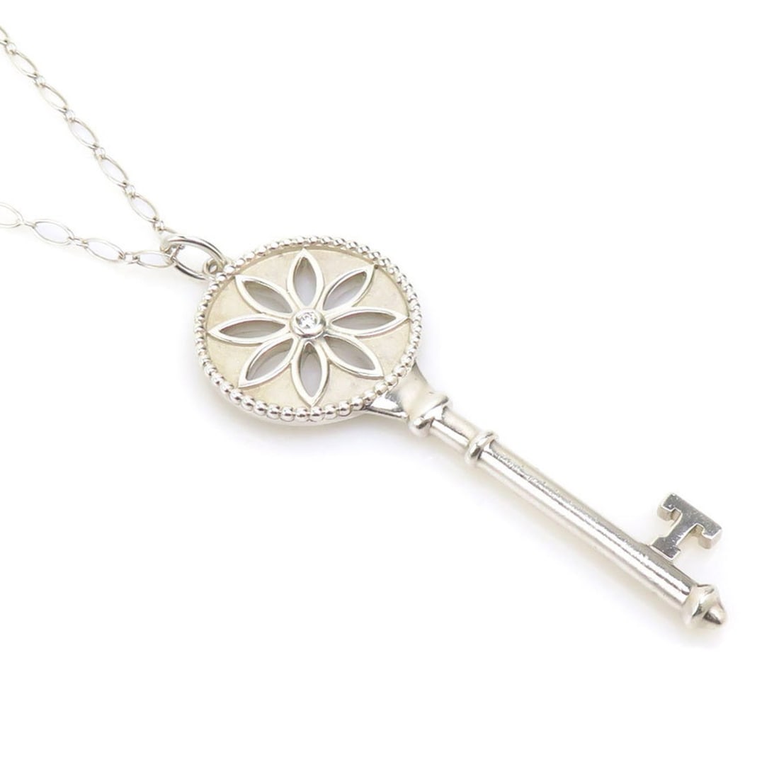 Tiffany & Co. Daisy Key Pendant Necklace, Sterling Silver 925, Women's, Free Shipping, e61618j (1 of 13)