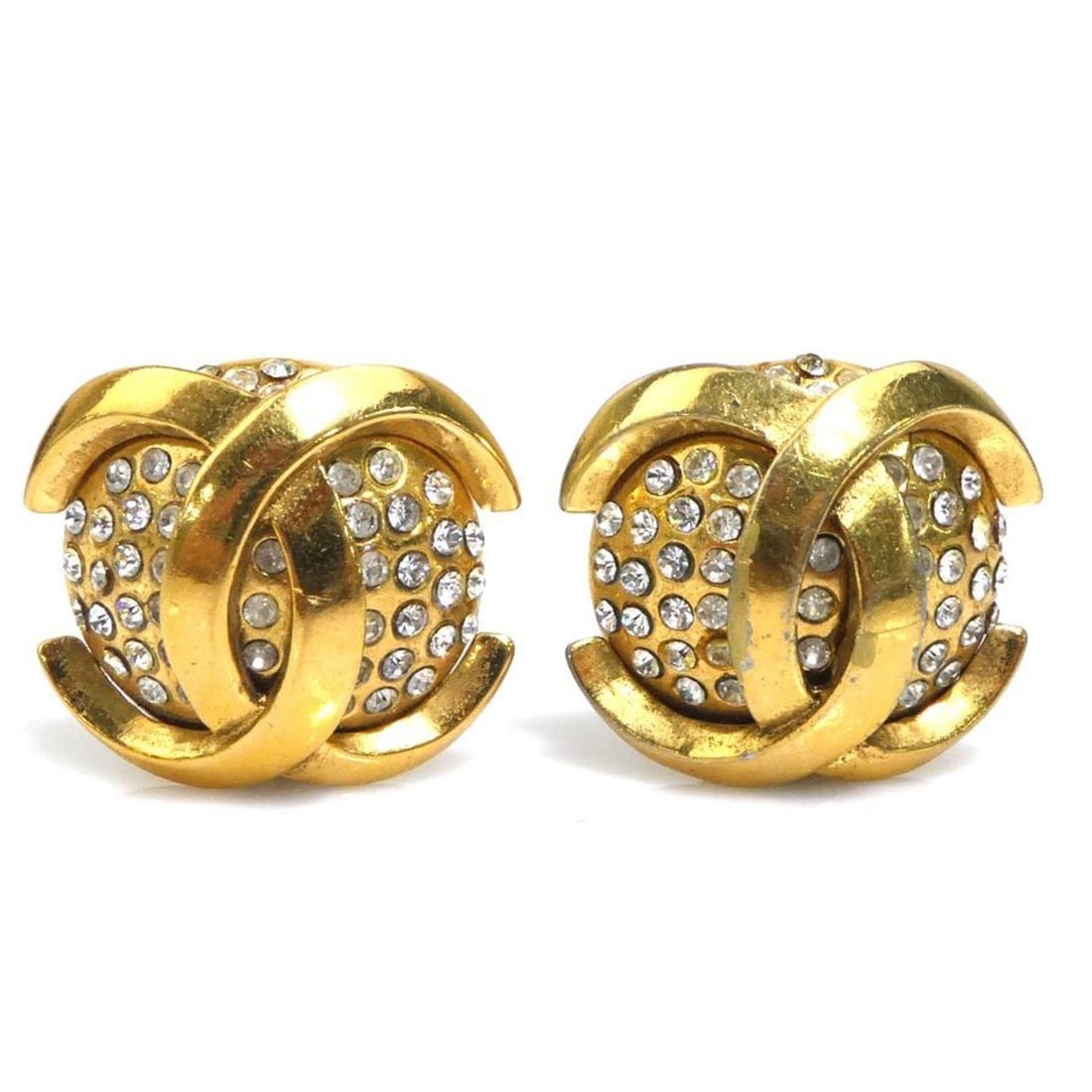 Chanel earrings, Coco Mark design, metal, rhinestones, gold and silver, for women. Free shipping.: --- Catalog ---Category: SizeSize (HxWxD): 25.00mm x 29.00mm / 0.98'' x 1.14''Category: DesignType: Clip earringsGender: WomenMaterial: Metal, RhinestoneCategory: GeneralBrand: ChanelCountry of Origin