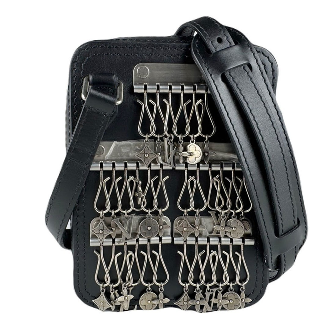 Louis Vuitton Danube Messenger Shoulder Bag, Leather, Metal, Black, and Silver, Men's, M53975, Free: --- Catalog ---Category: SizeSize (HxWxD): 16cm x 12cm x 4cm / 6.29'' x 4.72'' x 1.57''Category: DesignType: Shoulder bagColor: Black, SilverGender: Men,WomenMaterial: Leather Category: GeneralMPN: M5