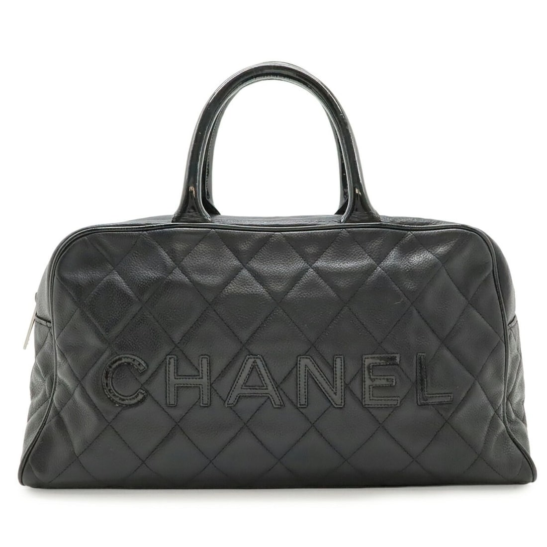 CHANEL Matelasse Handbag in Caviar Leather and Patent Leather, Black, A15685 (1 of 10)