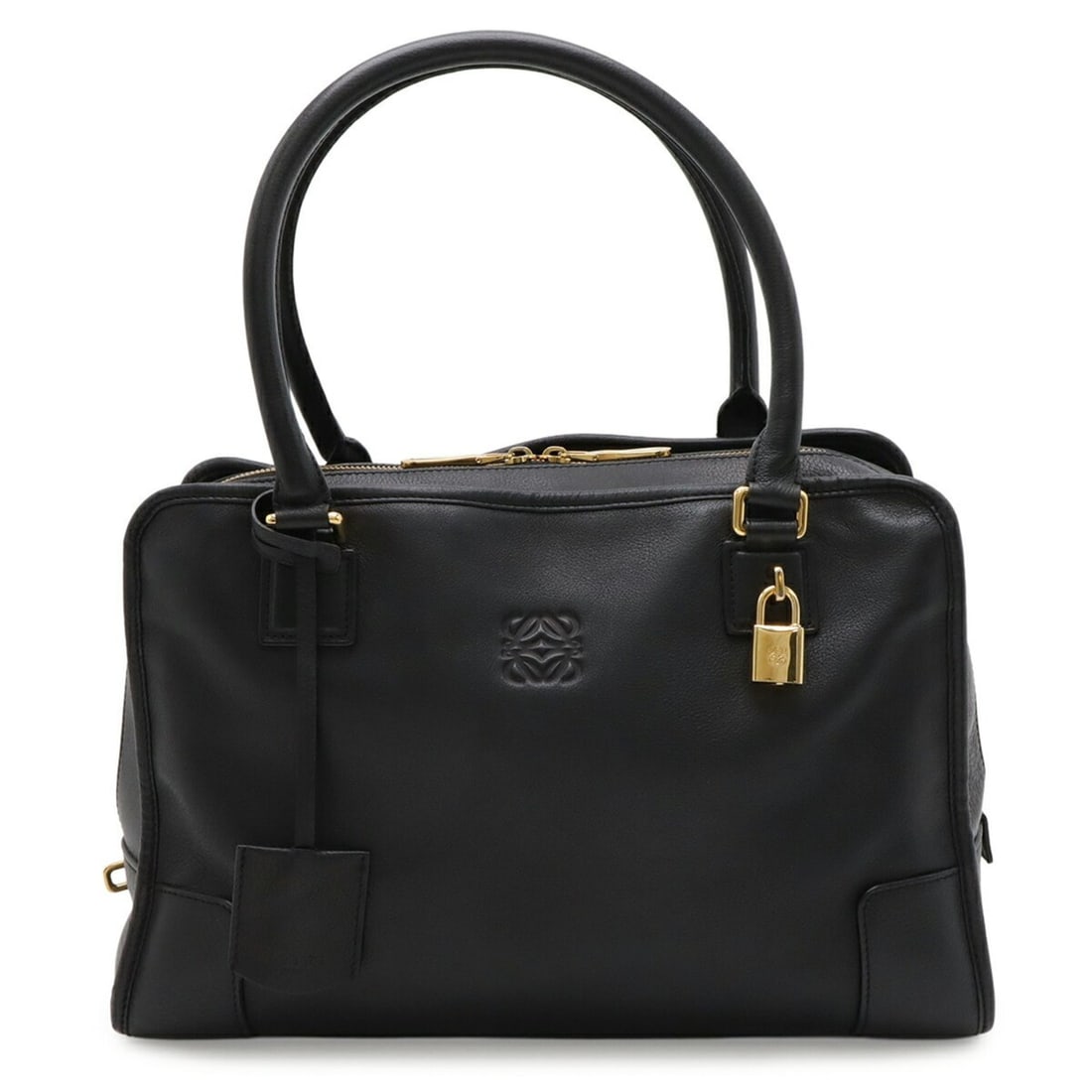 LOEWE Amazona 35 Anagram Handbag, Mid-Model, Leather, Black: --- Catalog ---Category: SizeSize (HxWxD): 23cm x 35.5cm x 15cm / 9.05'' x 13.97'' x 5.9''Category: DesignType: HandbagColor: BlackGender: Women,MenMaterial: Leather Category: GeneralBrand: LoeweCount