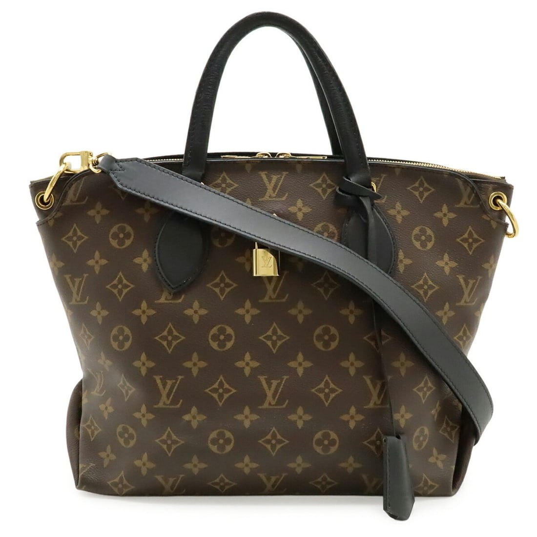 LOUIS VUITTON Monogram Flower Zipped Tote MM Bag Shoulder Noir Black M44347 (1 of 10)