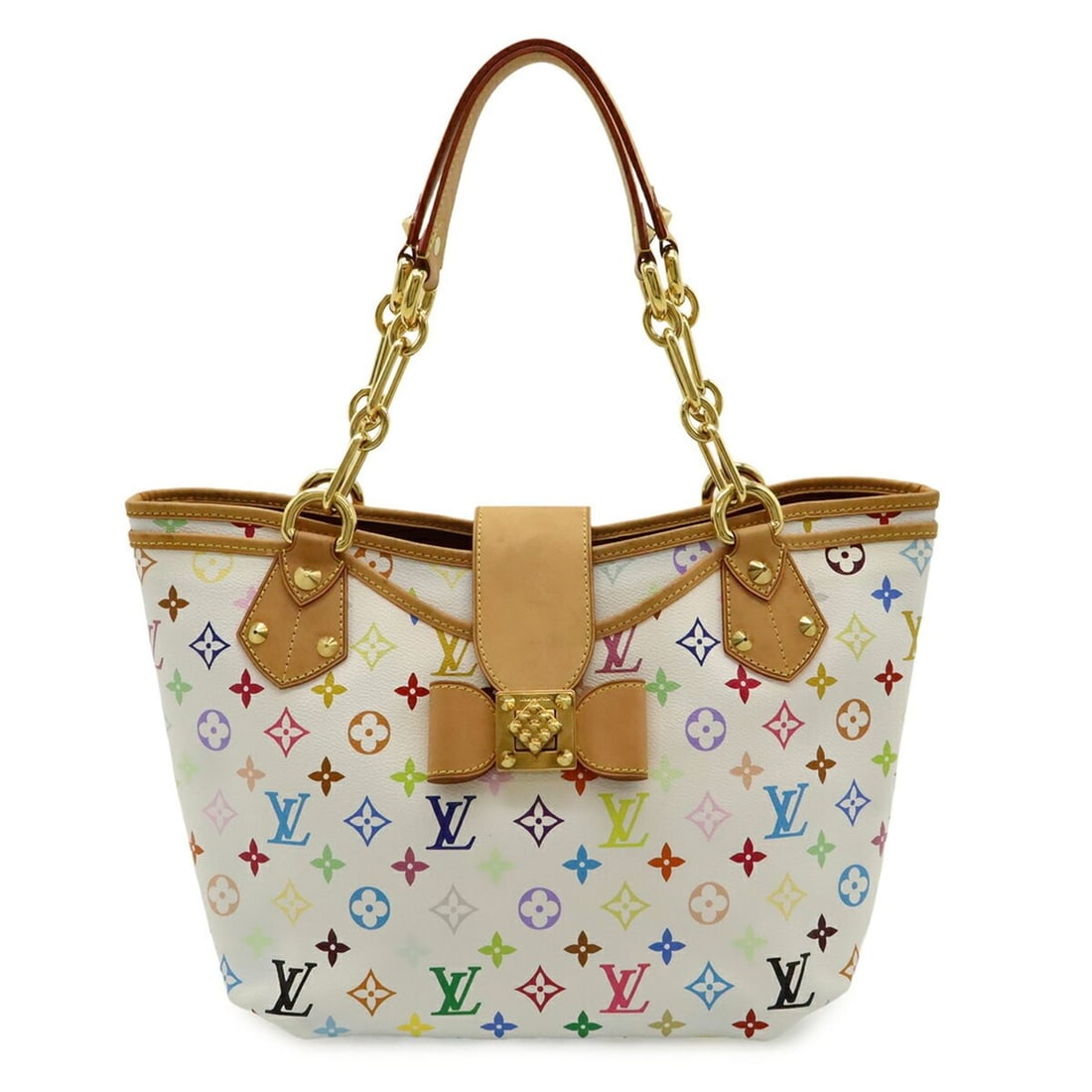 LOUIS VUITTON Monogram Multicolore Annie GM Tote Bag, Shoulder Chain Ribbon, Blanc, White, M40303: --- Catalog ---Category: SizeSize (HxWxD): 24cm x 40cm x 18cm / 9.44'' x 15.74'' x 7.08''Category: DesignType: Shoulder bag, Tote bagColor: Blanc, Monogram, Multi-color, WhiteGender: Women,MenMaterial