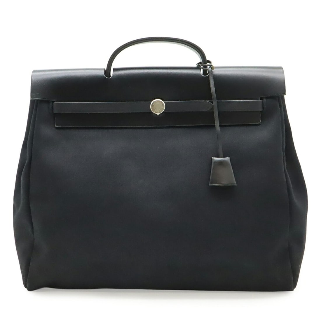 HERMES Hermès Airbag MM Handbag, Toile Officier Leather, Black, Spare Bag, Padlock, Key Missing, G: --- Catalog ---Category: SizeSize (HxWxD): 34.5cm x 37.5cm x 13cm / 13.58'' x 14.76'' x 5.11''Category: DesignType: HandbagColor: BlackGender: Women,MenMaterial: Toile officier , Leather Category: Gen