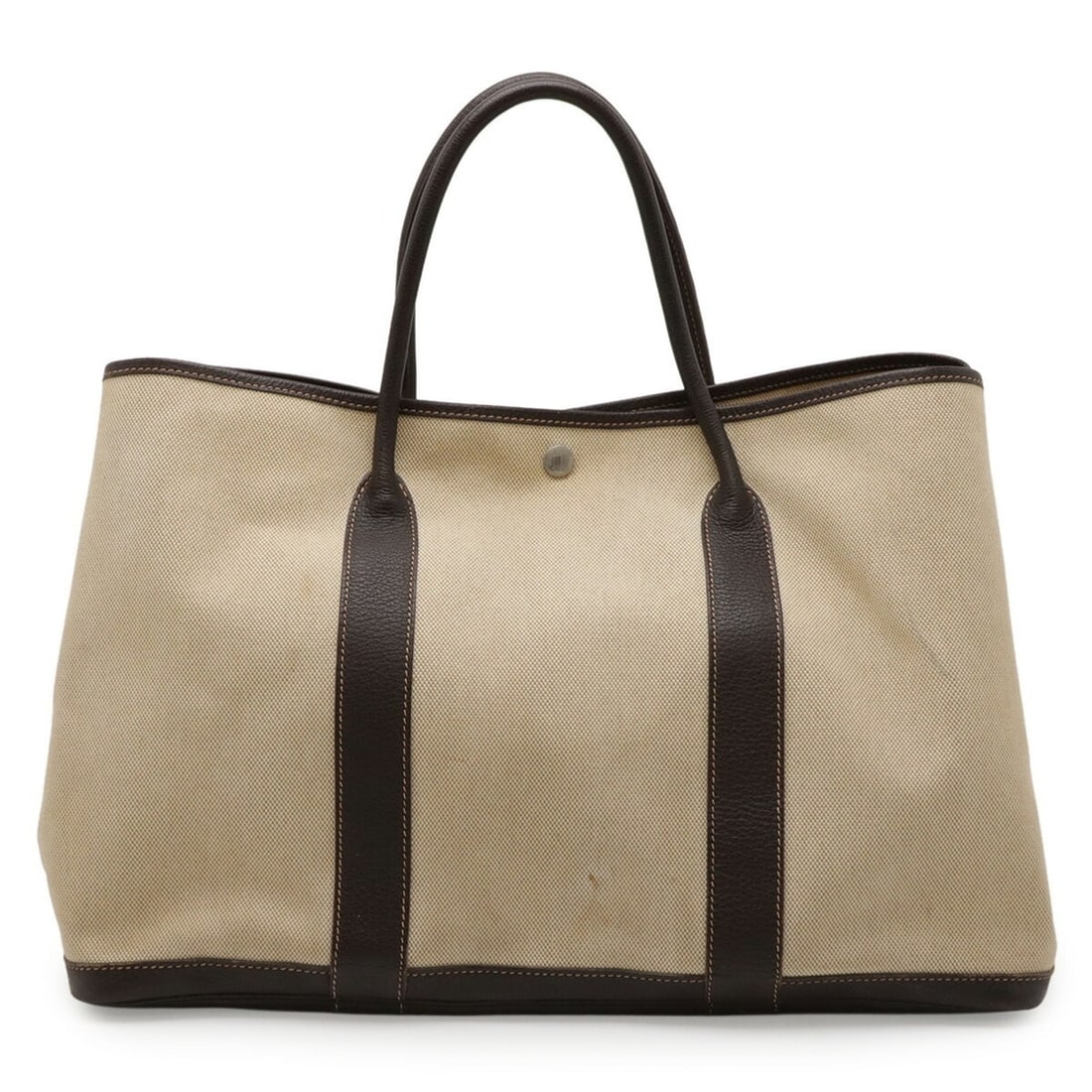 HERMES Garden MM Tote Bag, Handbag, Shoulder Tote, Toile H Leather, Beige, Dark Brown, Stamp: --- Catalog ---Category: SizeSize (HxWxD): 30.5cm x 42.5cm x 20cm / 12'' x 16.73'' x 7.87''Category: DesignType: Handbag, Tote bagColor: Beige, Dark brownGender: Women,MenMaterial: Toile H , Leather C