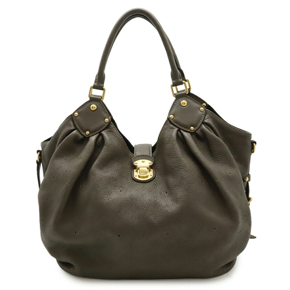 LOUIS VUITTON Monogram Mahina L Tote Bag/Shoulder Bag in Leather with Gris Perle Dark Greige, M93821: --- Catalog ---Category: SizeSize (HxWxD): 28cm x 34cm x 16cm / 11.02'' x 13.38'' x 6.29''Category: DesignType: Shoulder bag, Tote bagGender: WomenMaterial: Mahina leather Category: GeneralMPN: M93821